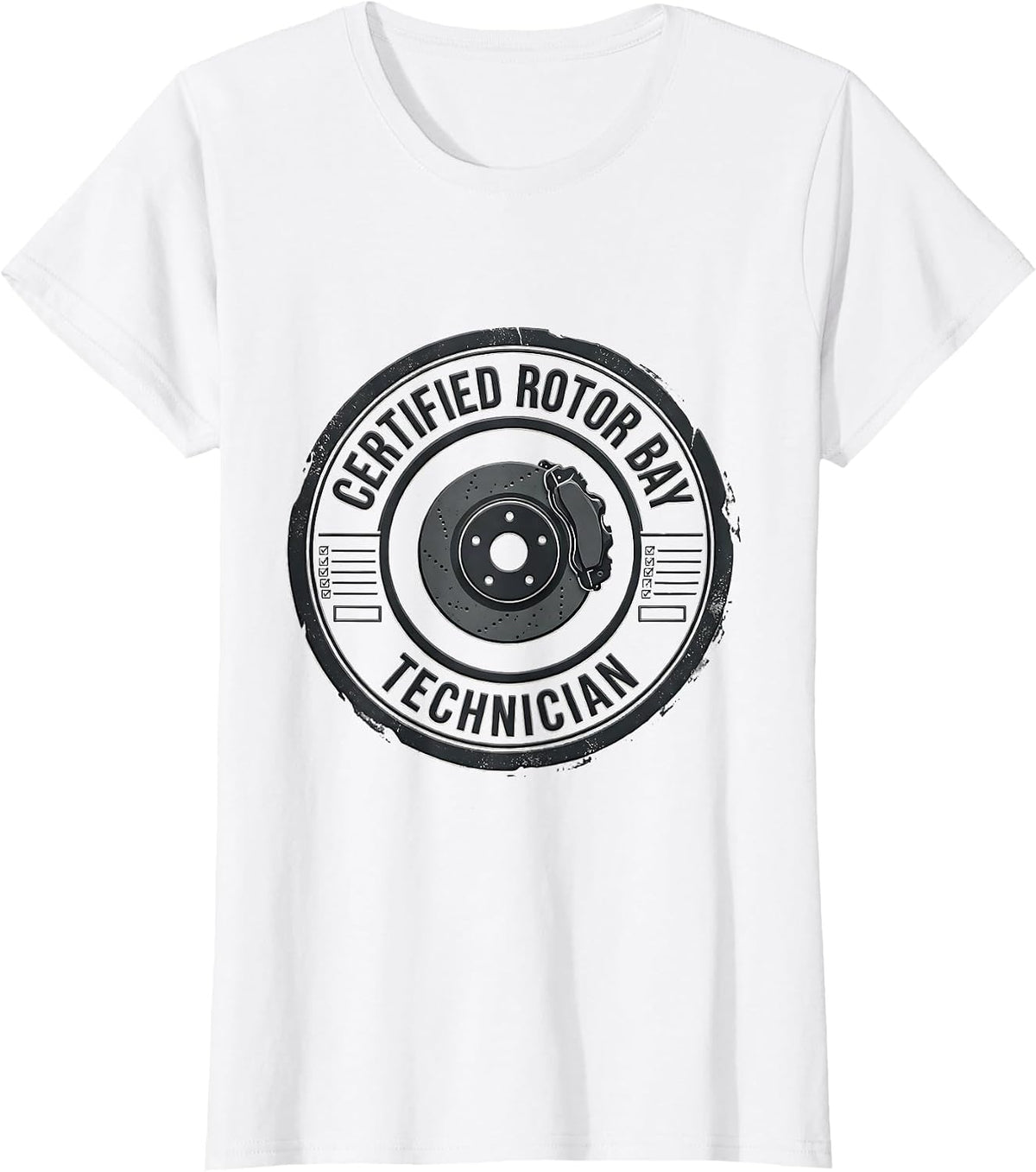 Certified Rotor Bay Technician Funny Car Guy Mechanic Humor T-Shirt - White