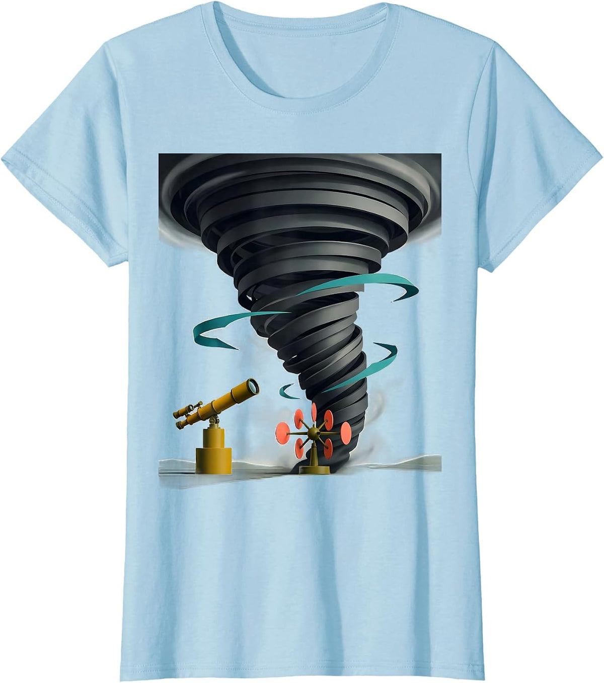 Buoyant Tornado Funnel Midcentury Modern Meteorology Humor T-Shirt - Baby Blue