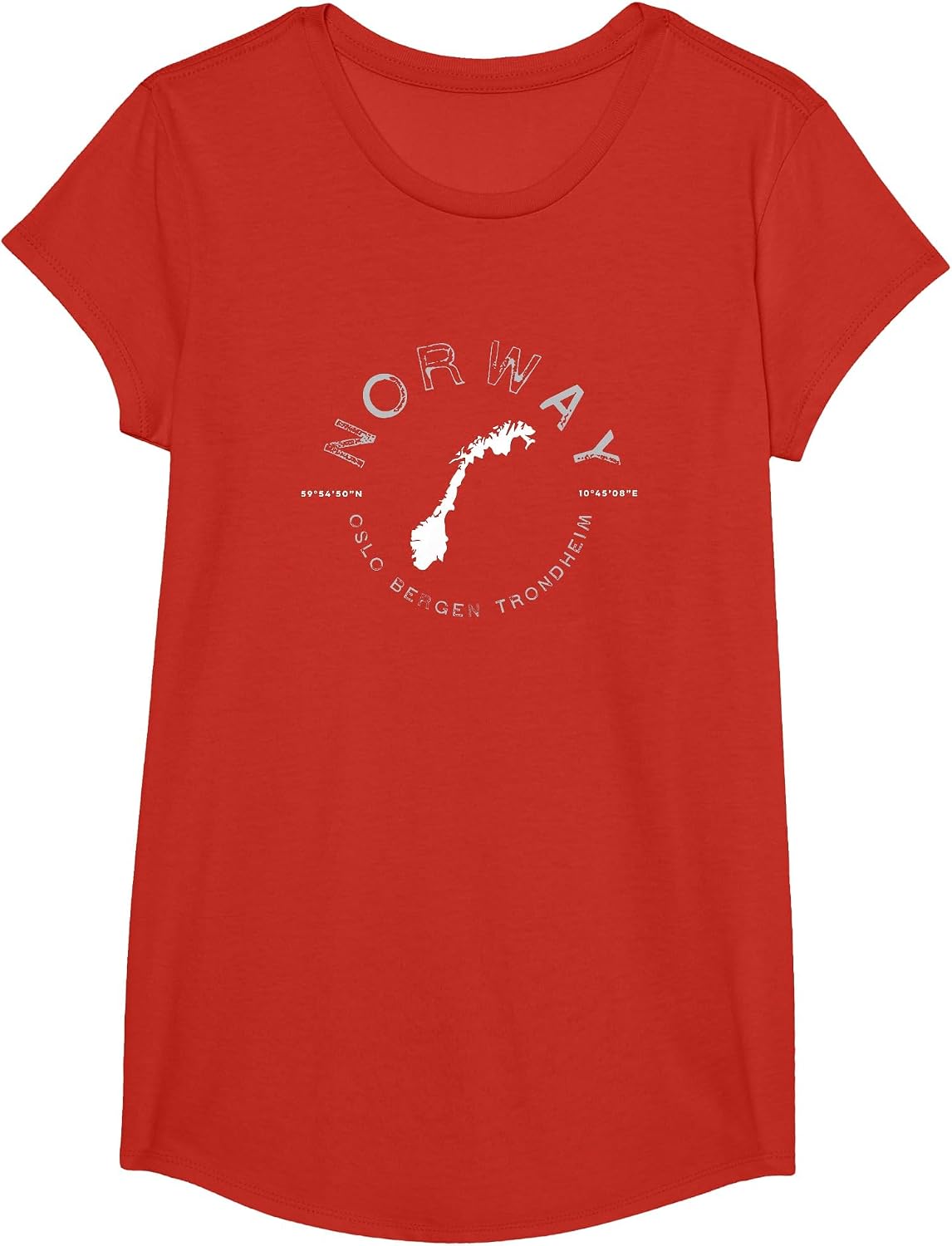 Norway Oslo Bergen Graphic Vintage Retro T-Shirt - Girls Red