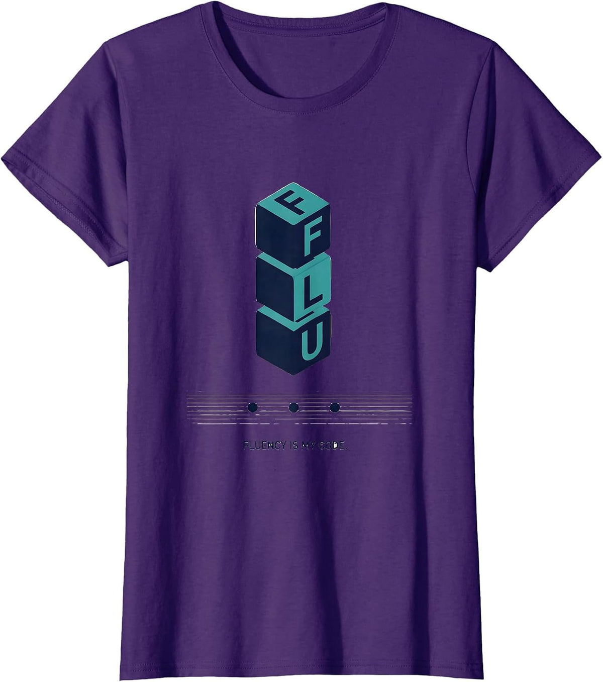 Women's Fluency Is My Code Minimalist Reading Teacher Literacy Humor T-Shirt - Purple