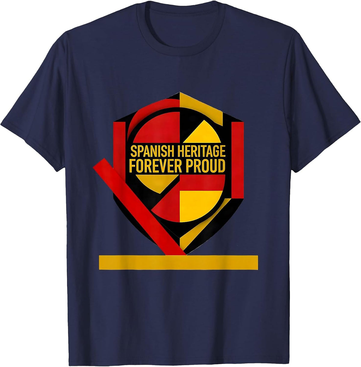 Spanish Heritage Forever Proud Celebration Design T-Shirt - Navy Blue