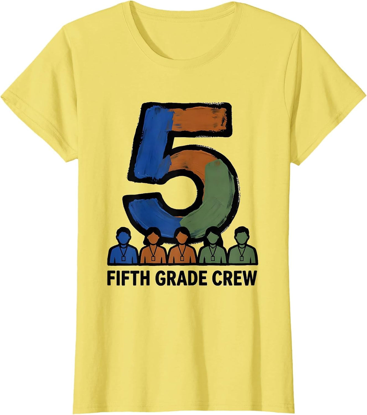 Fifth Grade Crew Playful Back to School Teacher Student T-Shirt - Lemon Yellow
