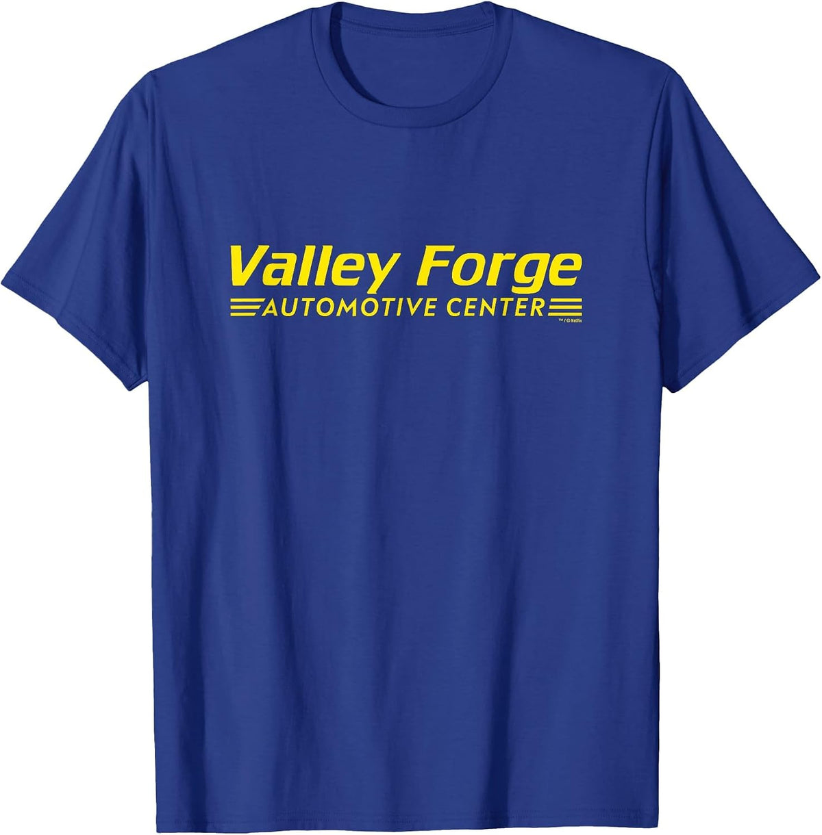 Tires Valley Forge Automotive Costume Netflix Official Merch T-Shirt - Royal Blue