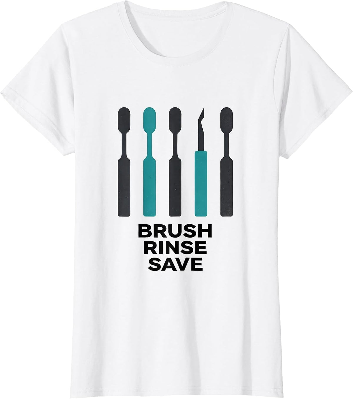 Brush Rinse Save Midcentury Modern Dental Hygienist Humor T-Shirt - White
