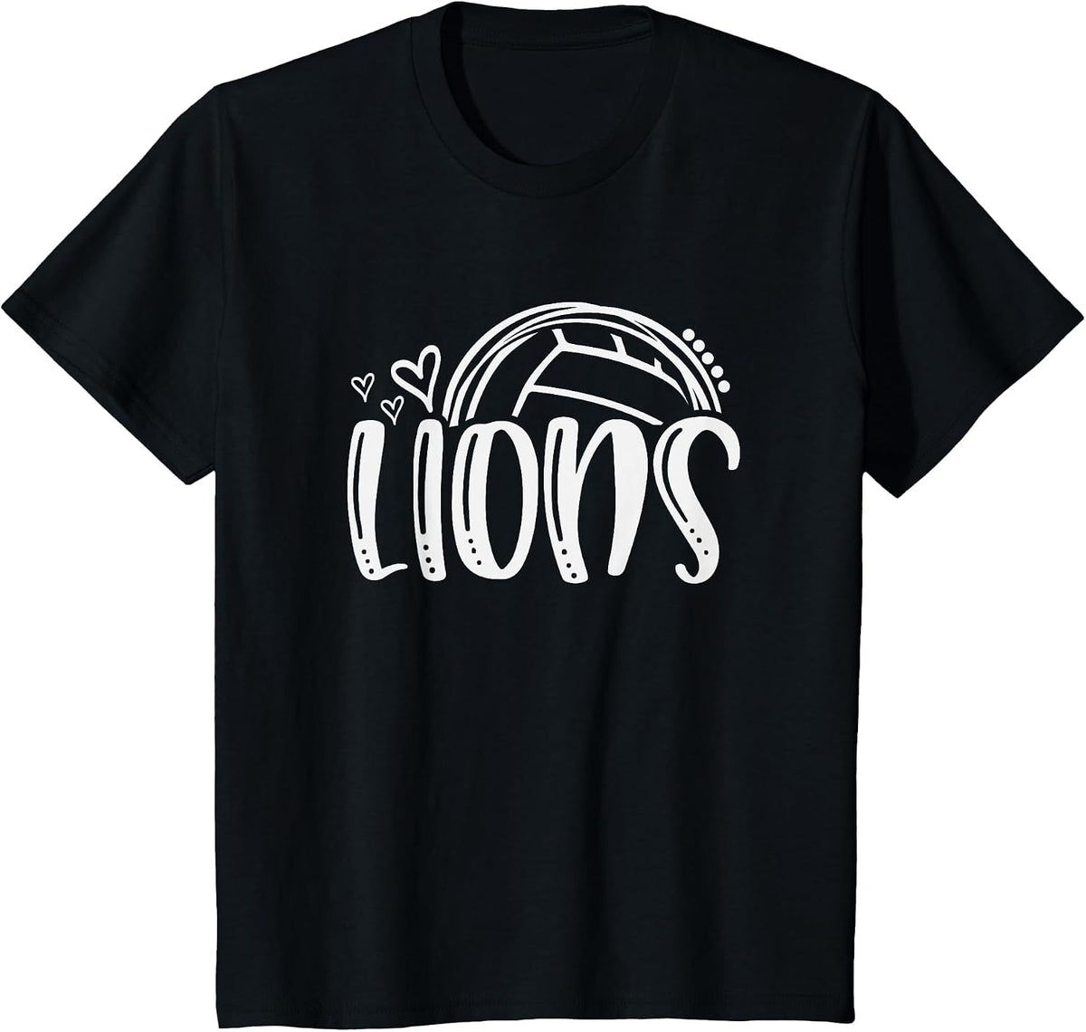 Volleyball Lions School Sports Fan Team Spirit T-Shirt - Black