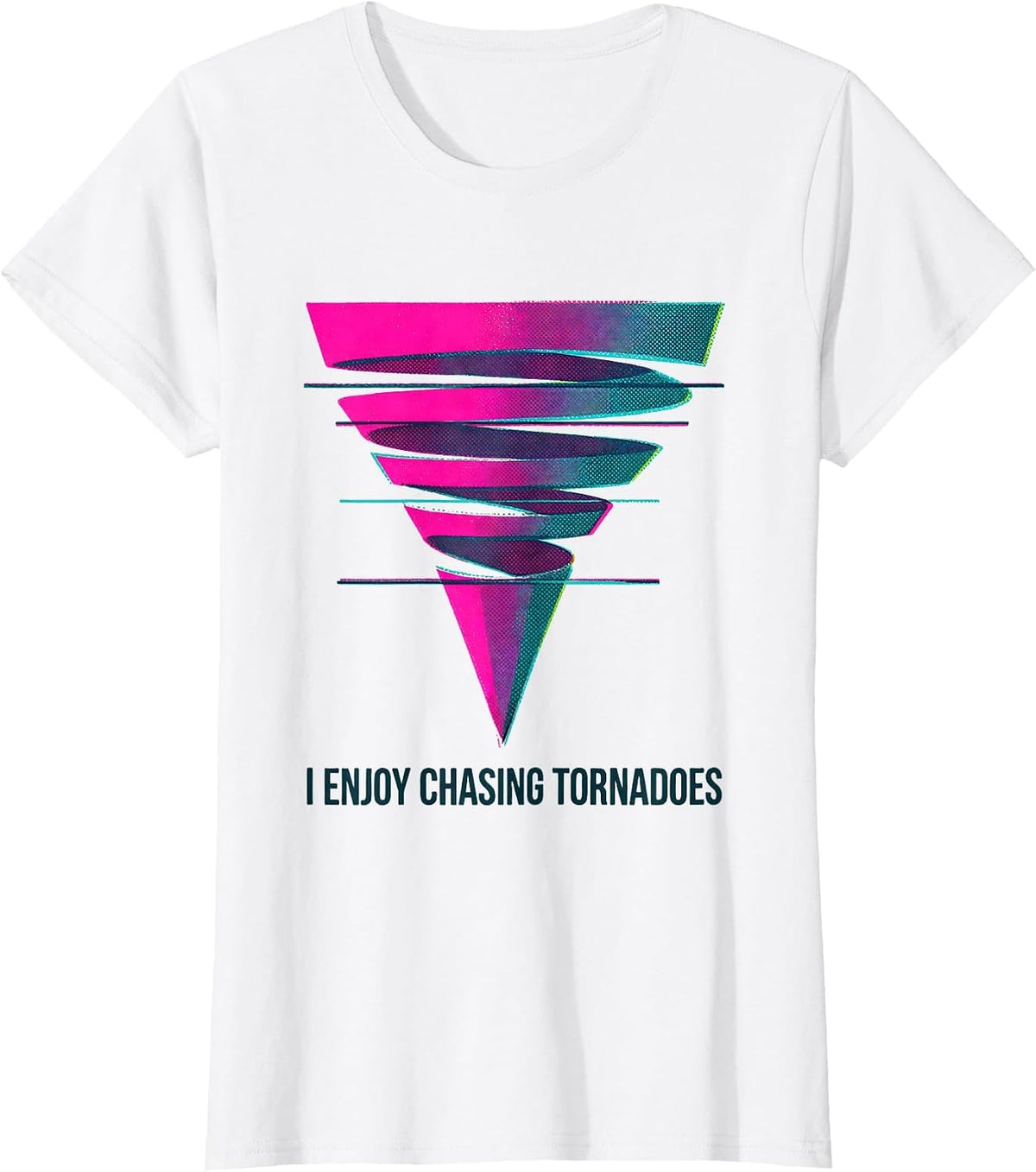 Women's I Enjoy Chasing Tornadoes Risograph Storm Chaser Meteorology T-Shirt - White