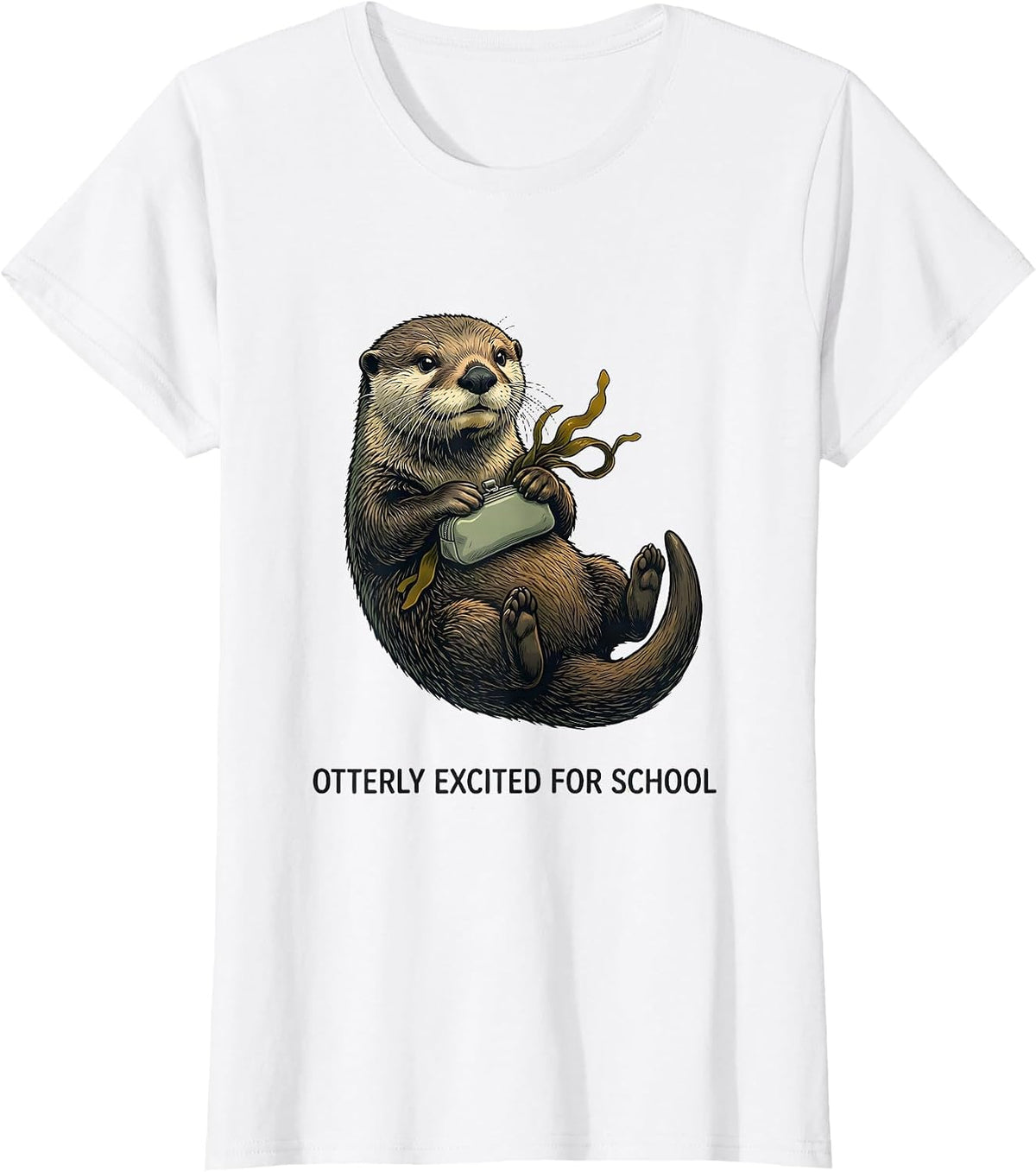 Otterly Excited For School Funny Sea Otter Back To School T-Shirt - White