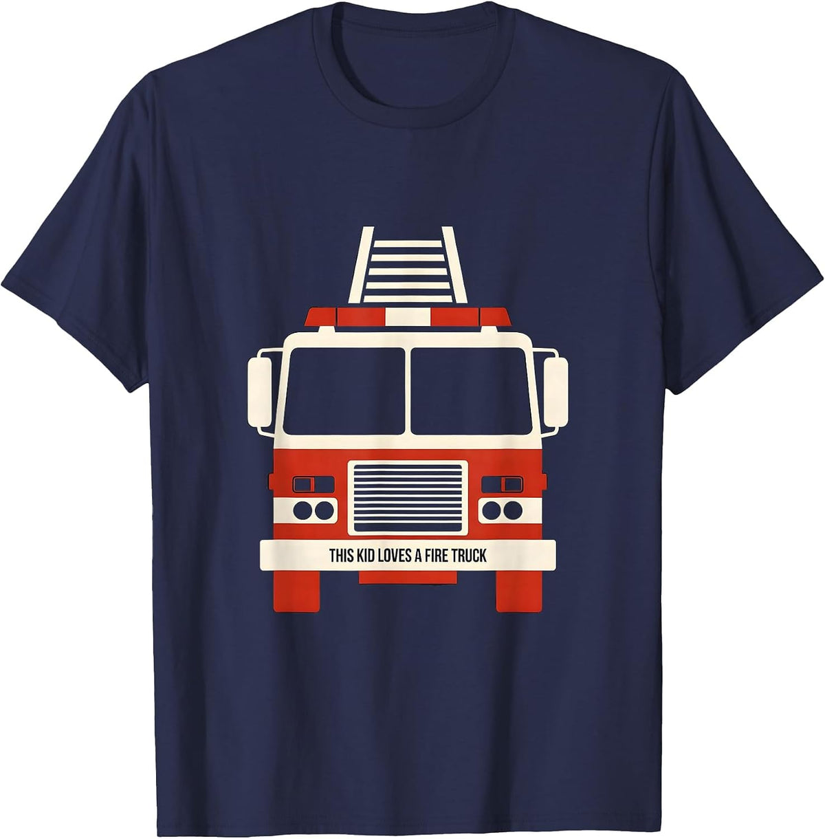 Men's This Kid Loves A Fire Truck Cute Toddler Boy Firefighter T-Shirt - Navy Blue