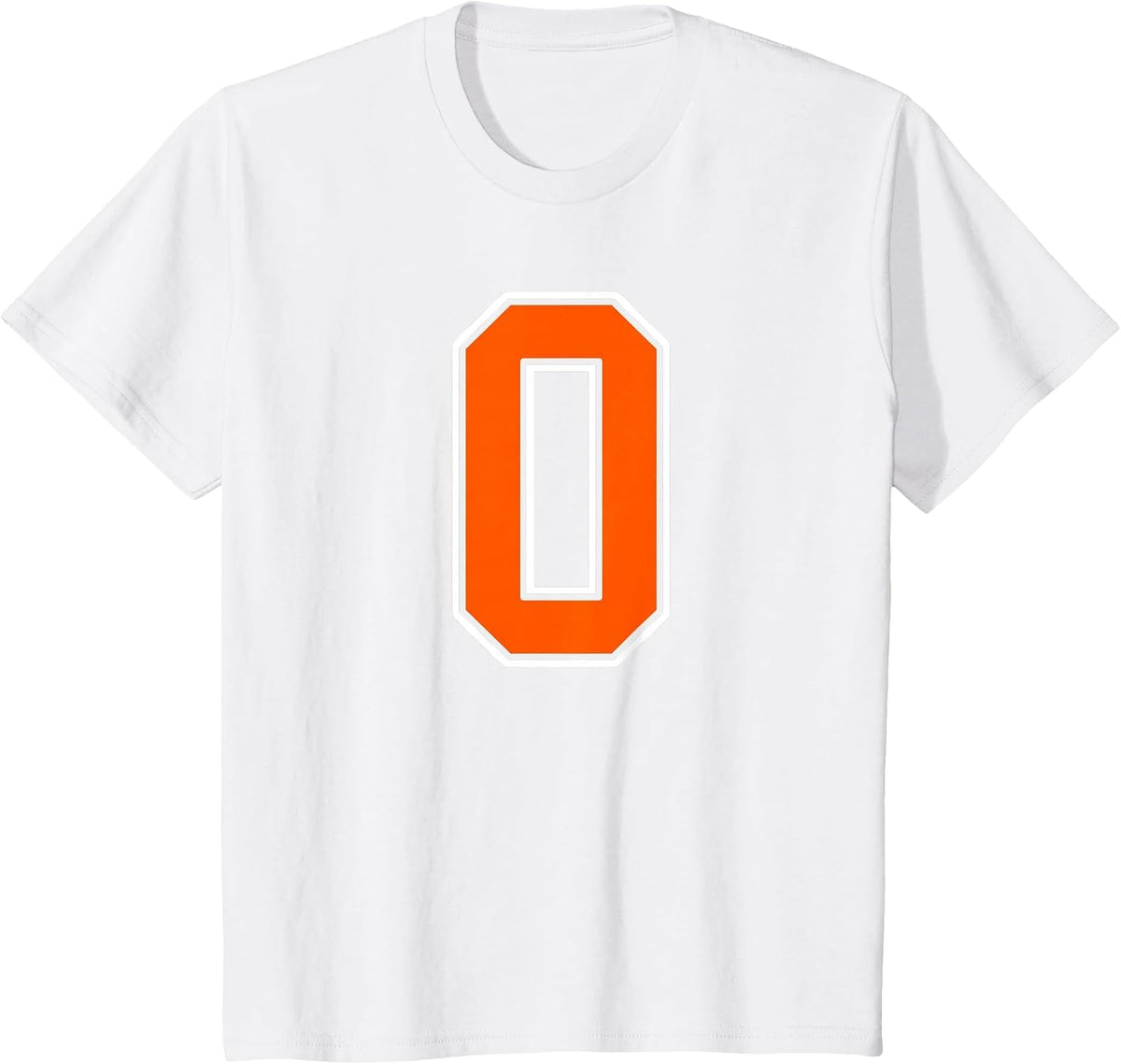 Orange White Number 0 Jersey Player Uniform #0 T-Shirt - White