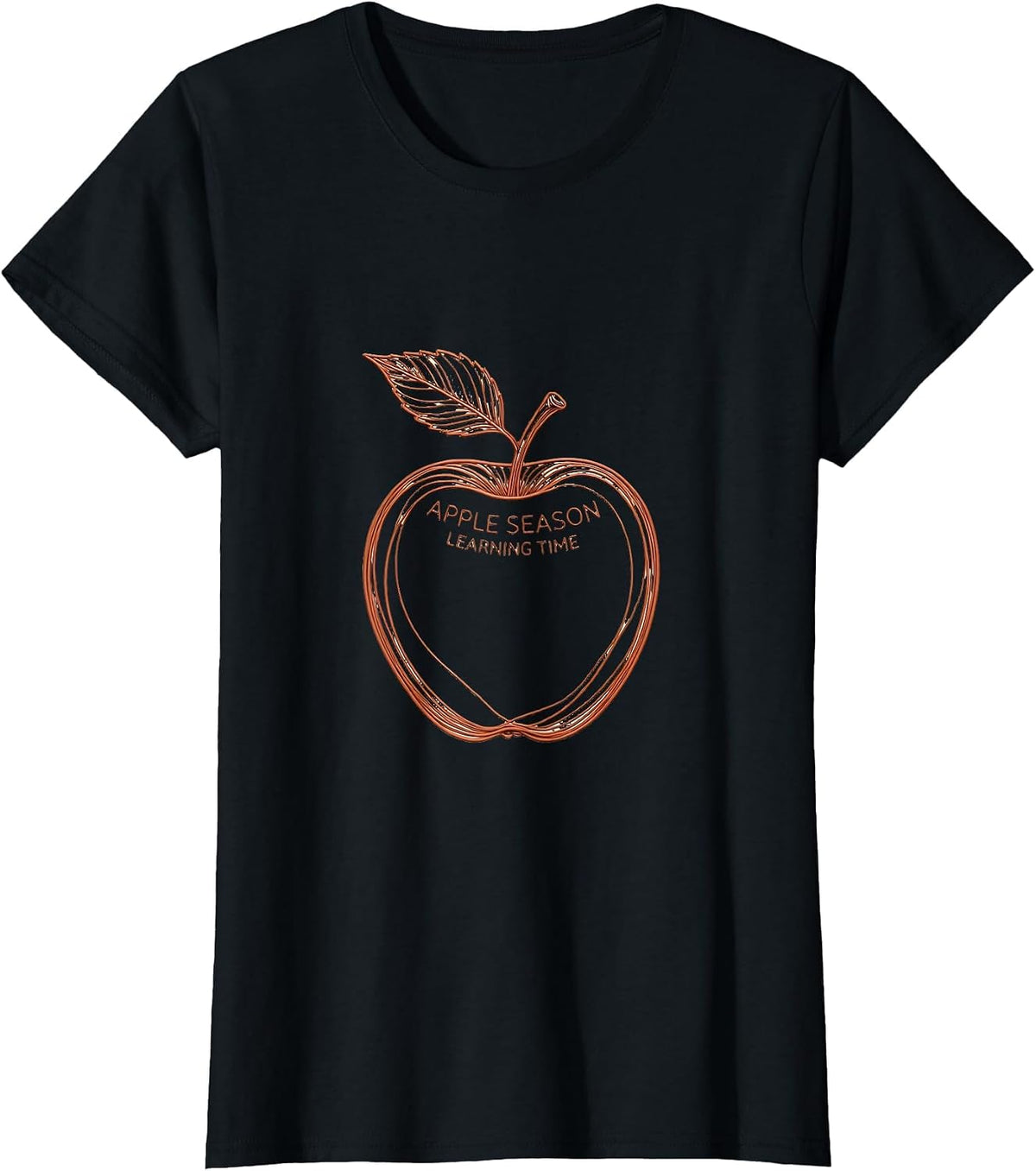 Apple Season Learning Time Fall Teacher Design T-Shirt - Black