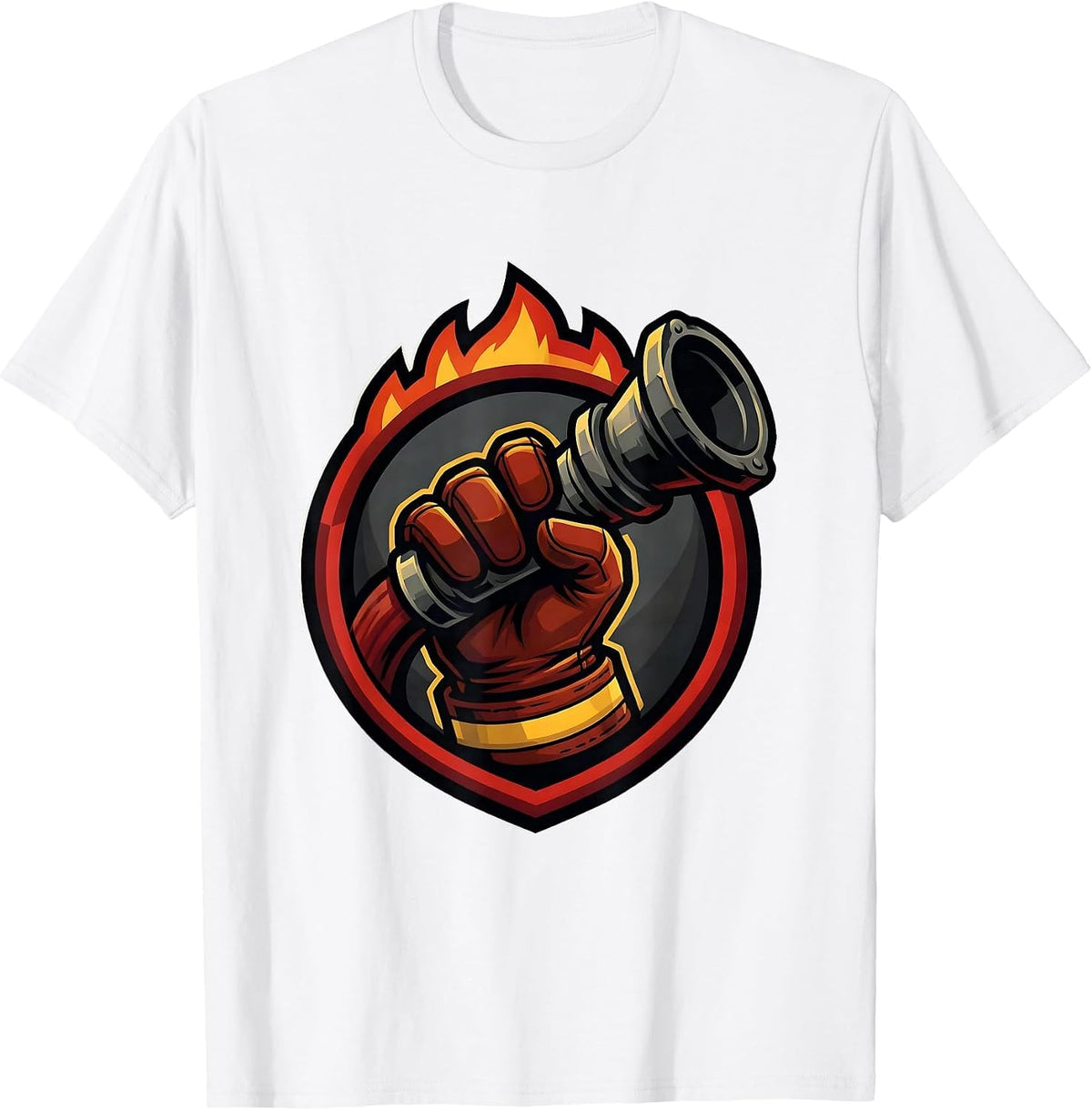 Men's Firefighter Grip Fire Hose Nozzle Graphic T-Shirt - White