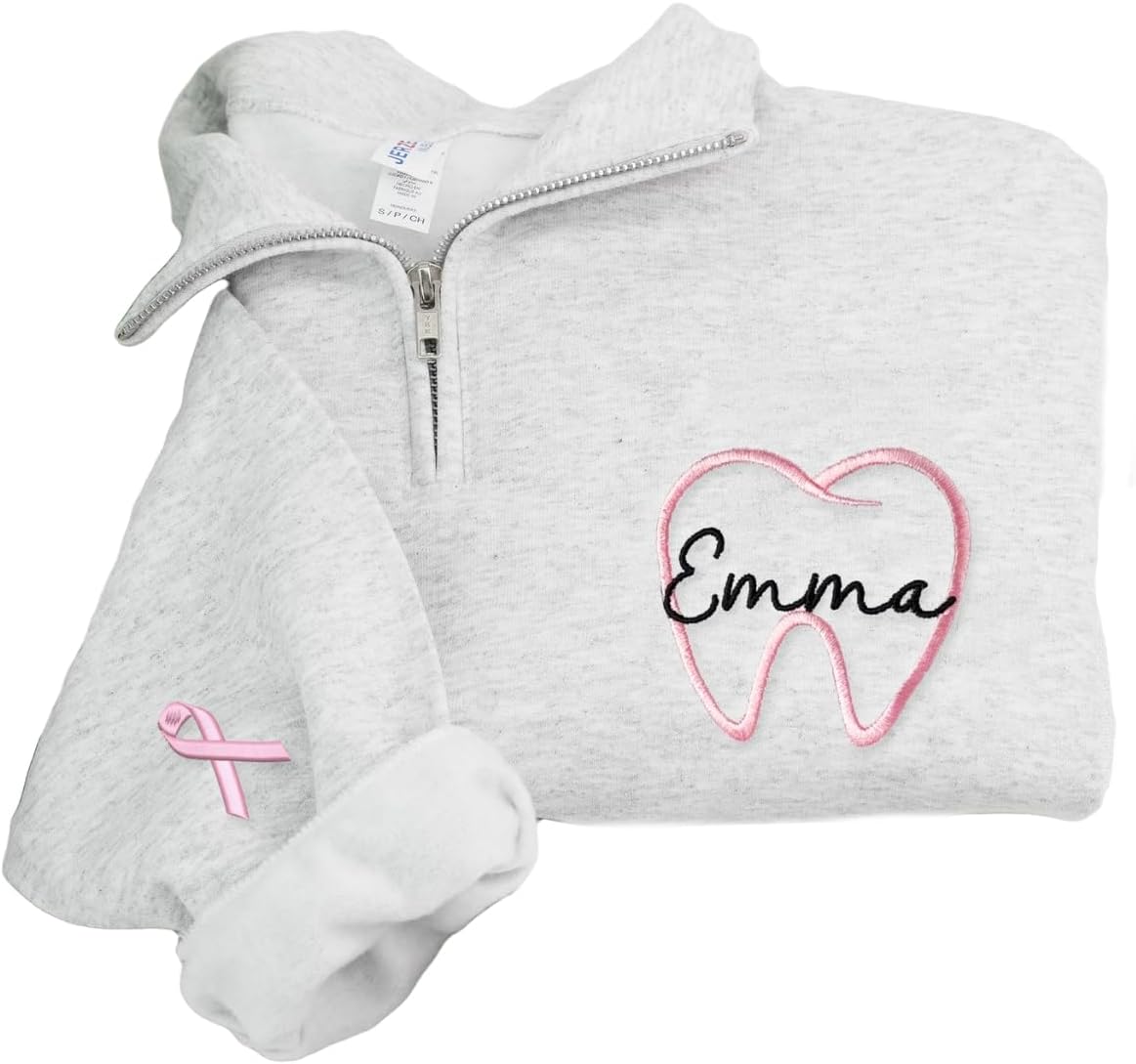 Custom Embroidered Dental Sweatshirts For Women Quarter Zip - Style 3