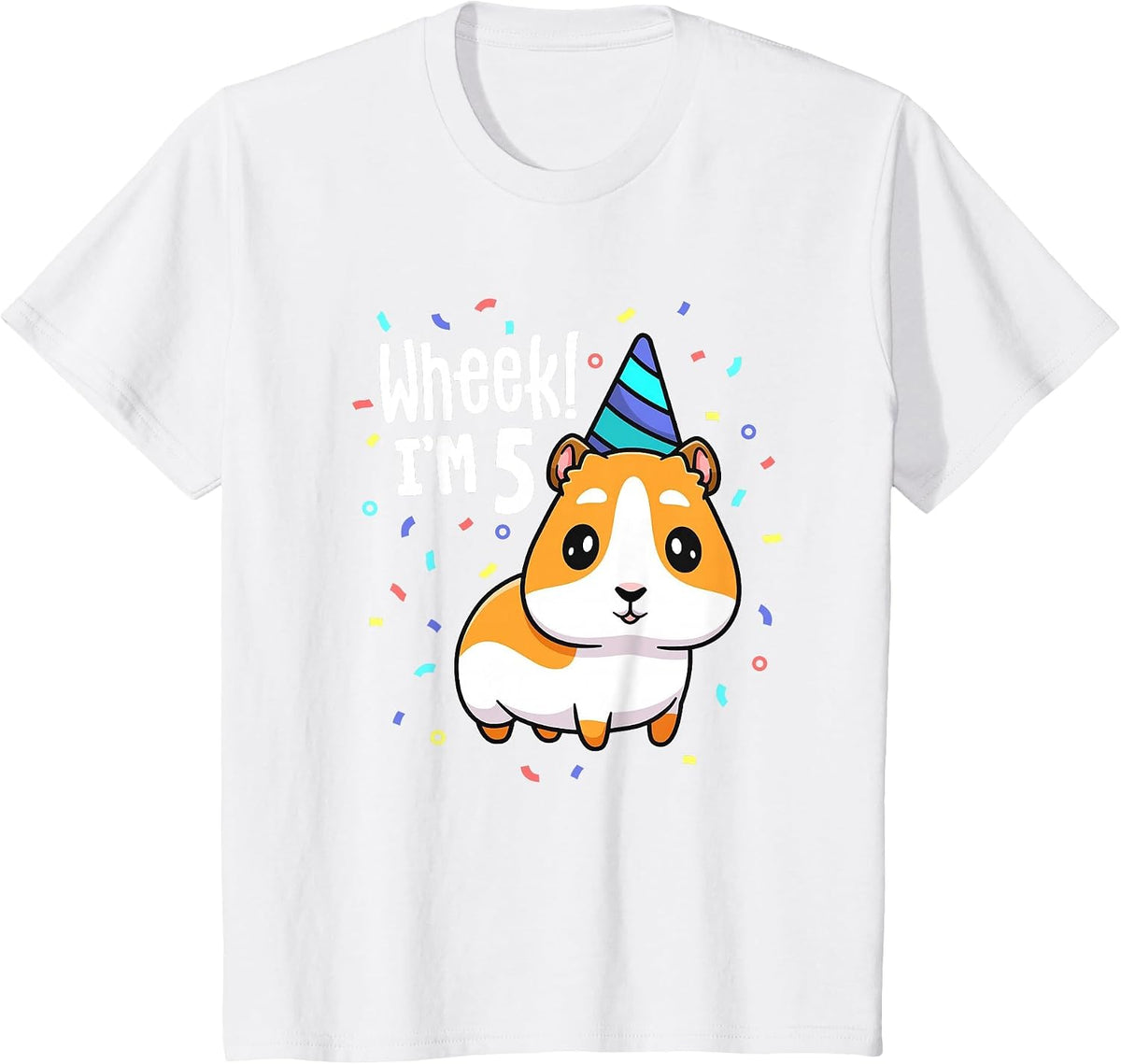 Guinea Pig Birthday Party Wheek Kids 5 Year Old 5th Outfit T-Shirt - White