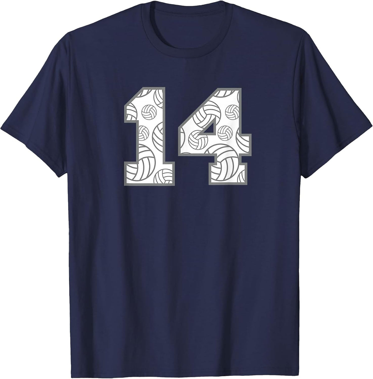 Volleyball #14 Player Number 14 T-Shirt - Navy Blue