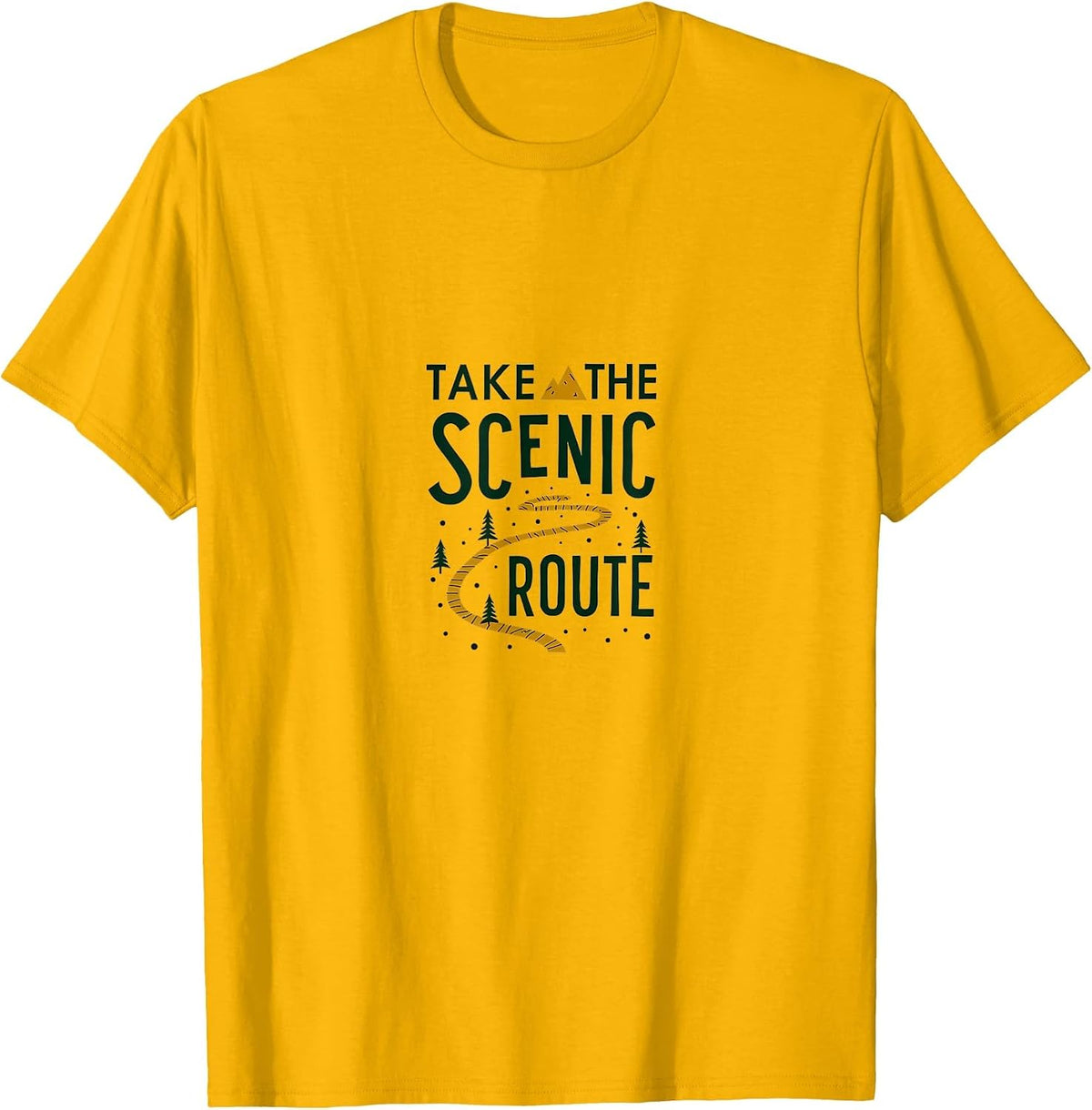 Take the Scenic Route Hiking Gear Retirement Gifts for Men Adventure Design T-Shirt - Golden Yellow