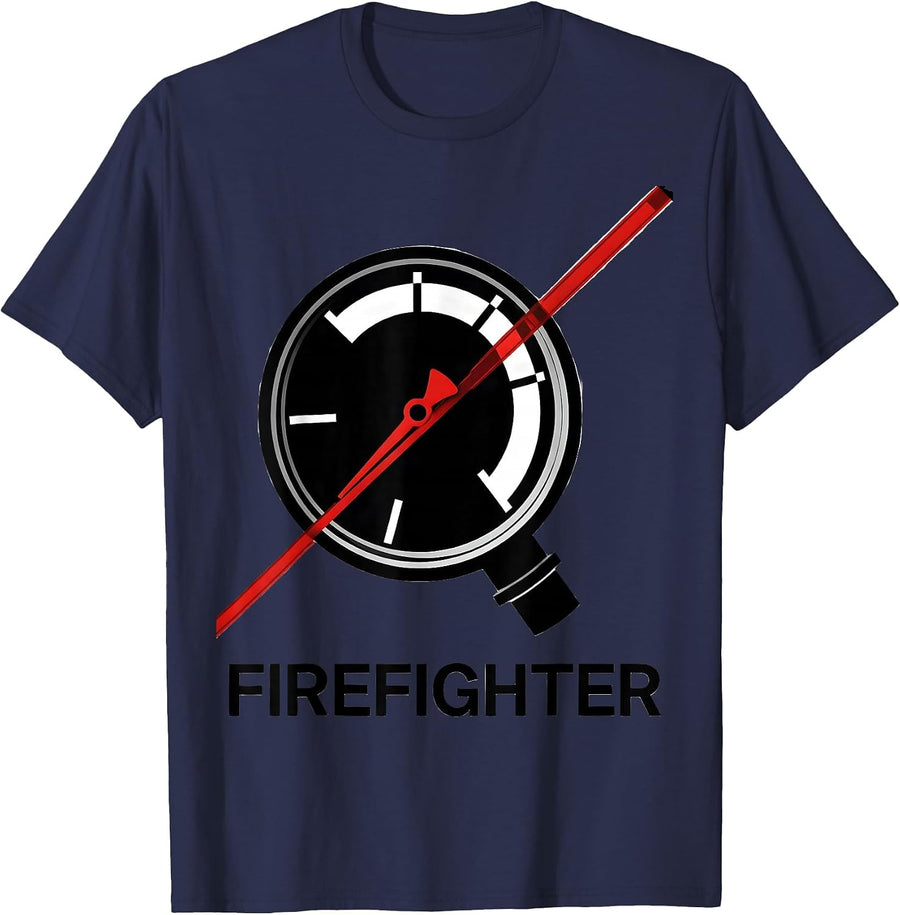 Firefighter Bauhaus Modernist Fire Department Pride Humor T-Shirt - Navy Blue
