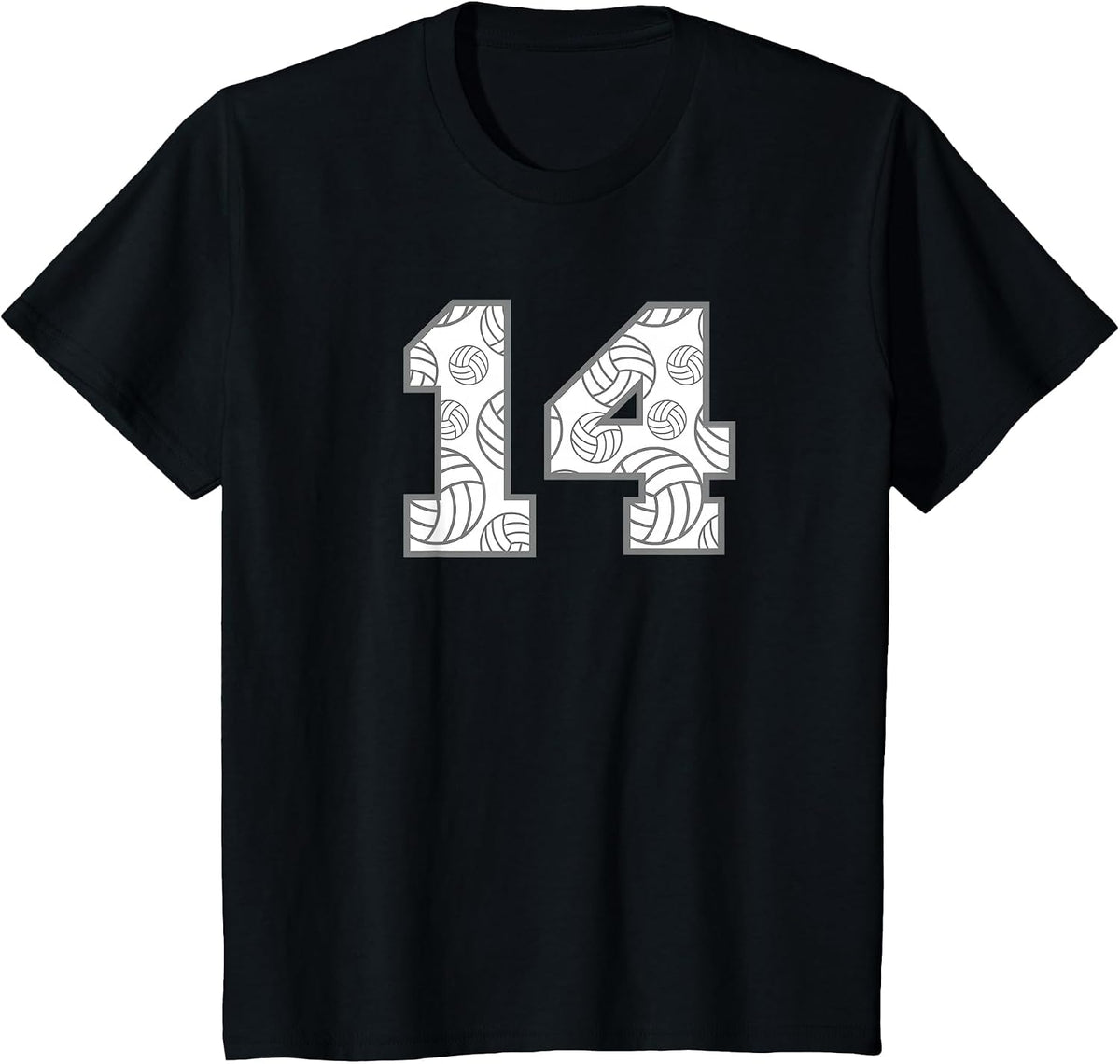 Volleyball #14 Player Number 14 T-Shirt - Black