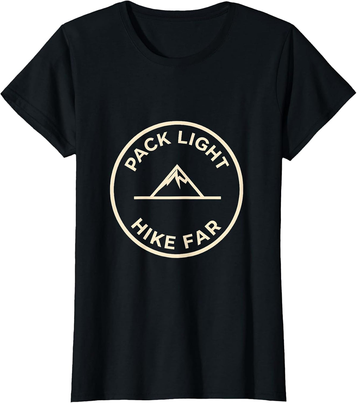 Pack Light Hike Far Outdoor Adventure Design T-Shirt - Black