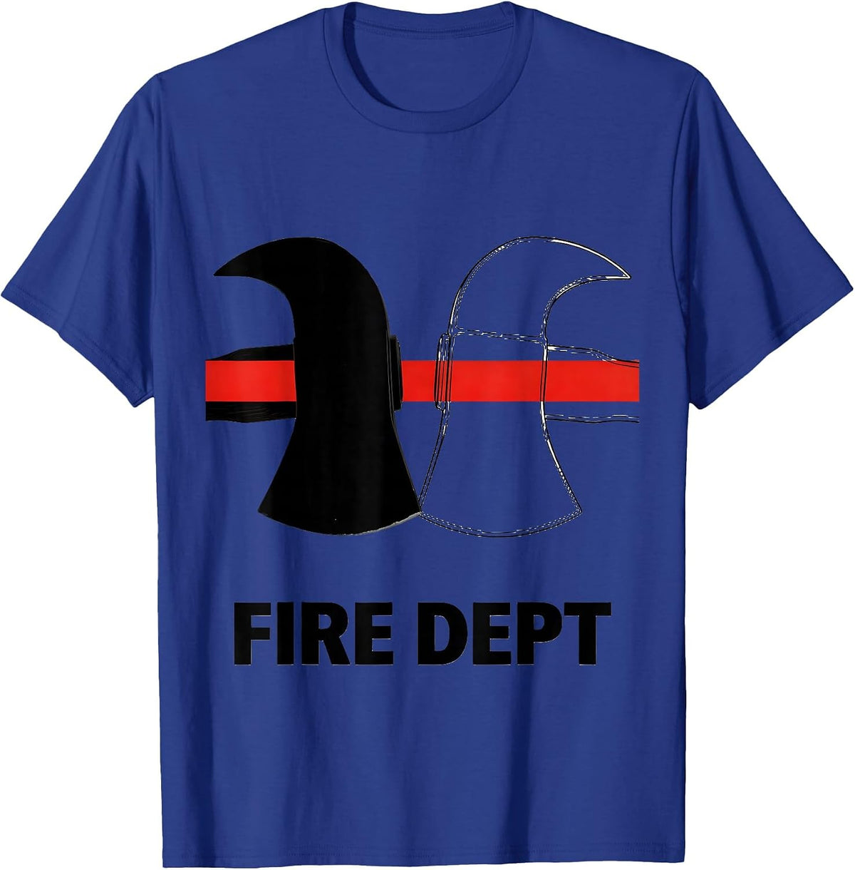 FIRE DEPT Firefighter Department Pride Humor Crew T-Shirt - Royal Blue