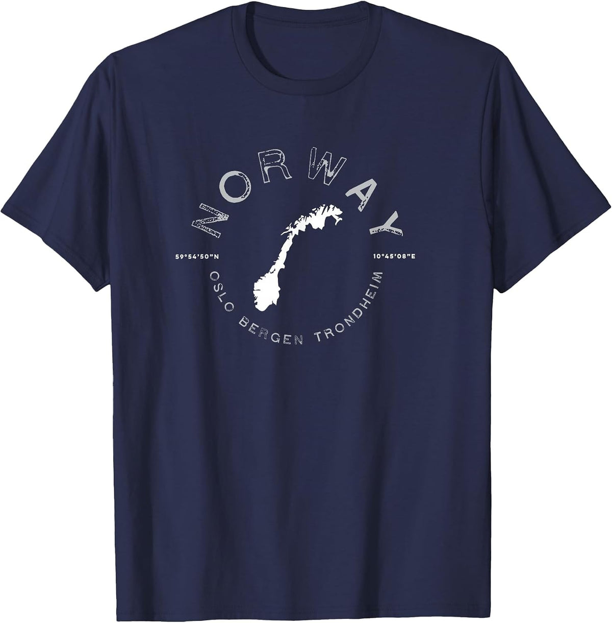 Norway Oslo Bergen Graphic Vintage Retro T-Shirt - Navy Blue