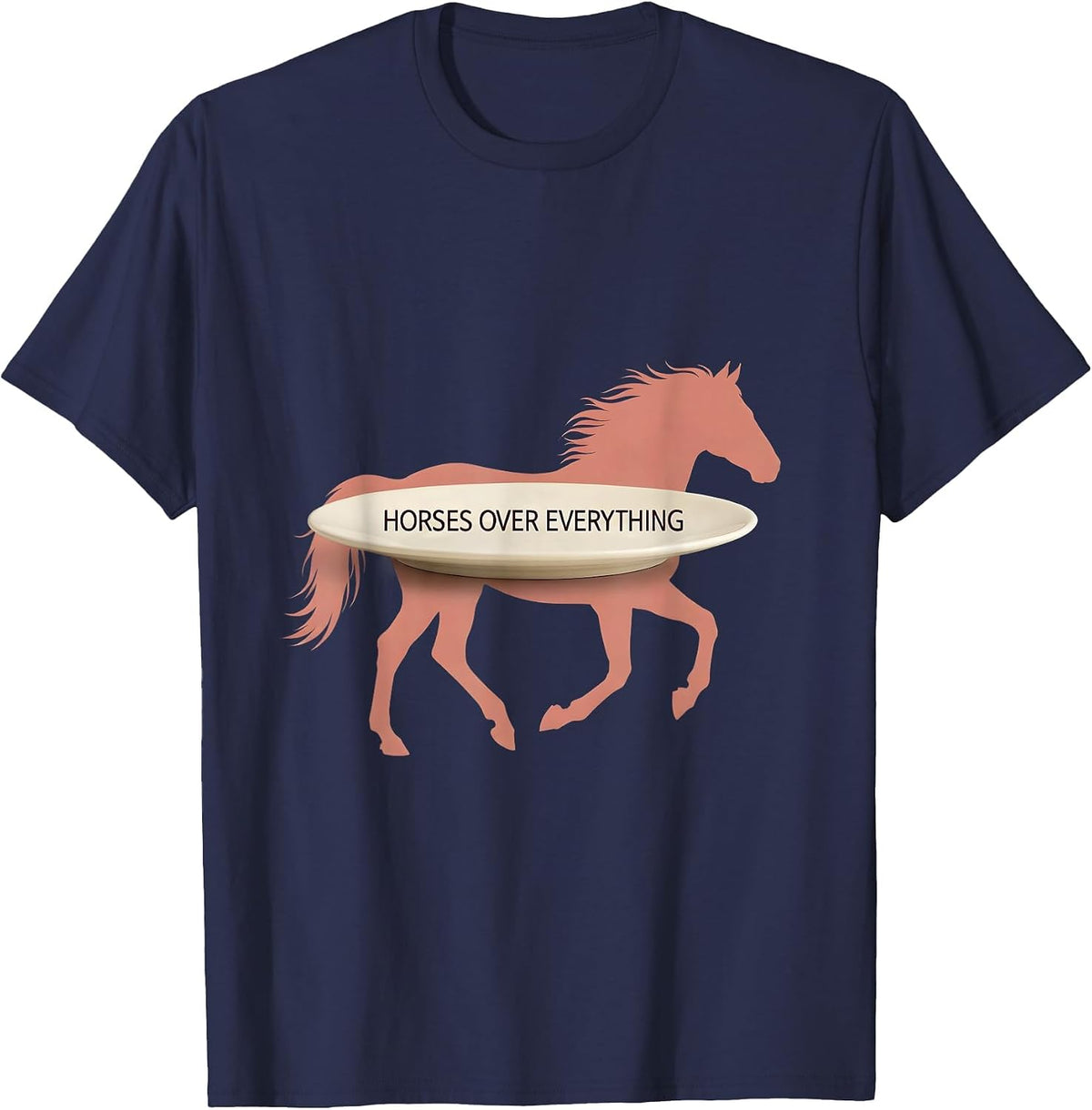 Horses Over Everything Western Design T-Shirt - Navy Blue