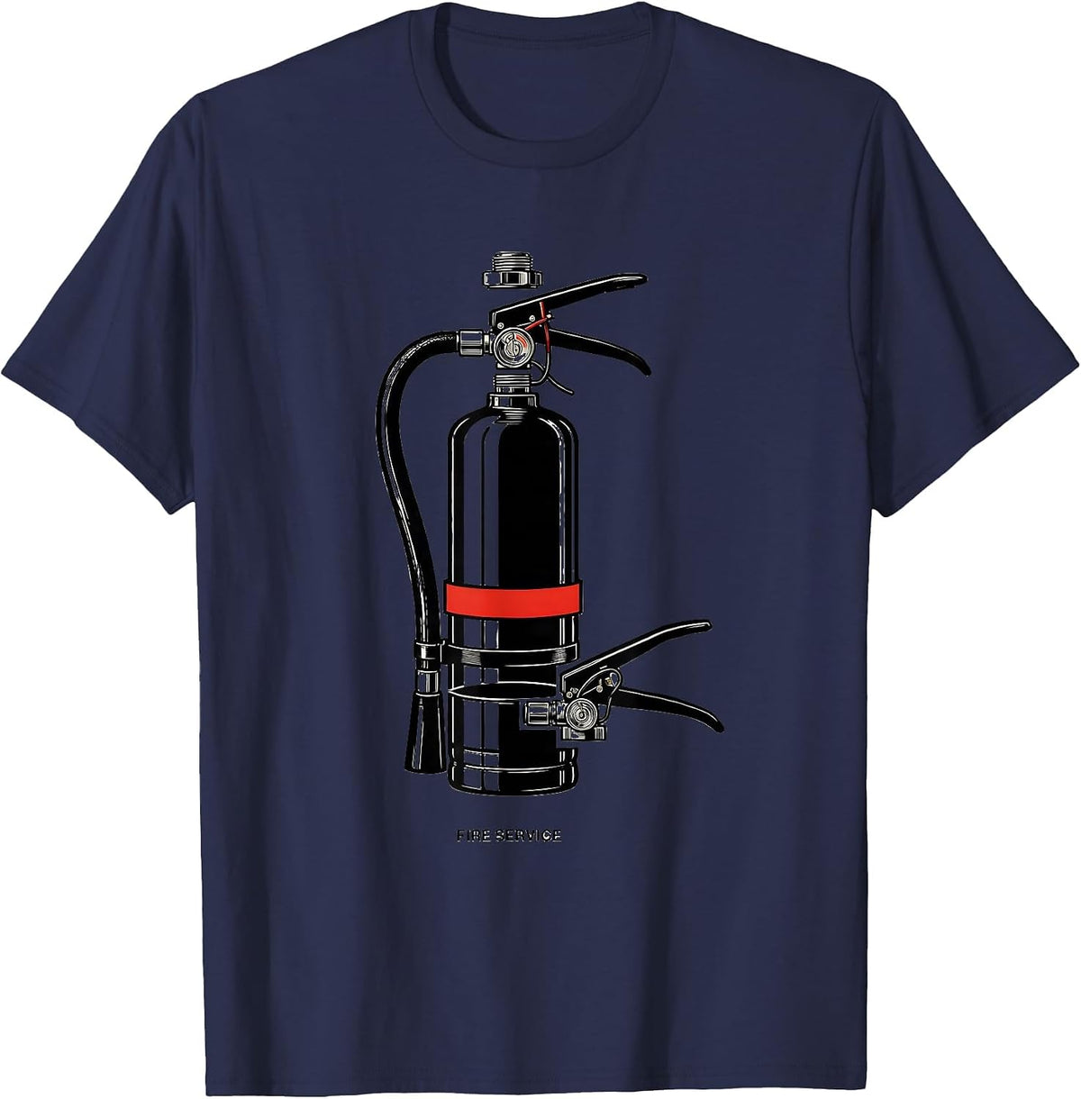 Fire Service Exploded View Technical Firefighter Humor Gift T-Shirt - Navy Blue