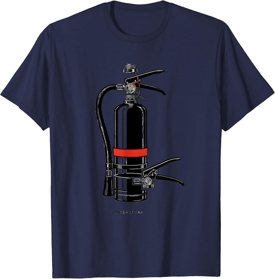 Fire Service Exploded View Technical Firefighter Humor Gift T-Shirt - Navy Blue