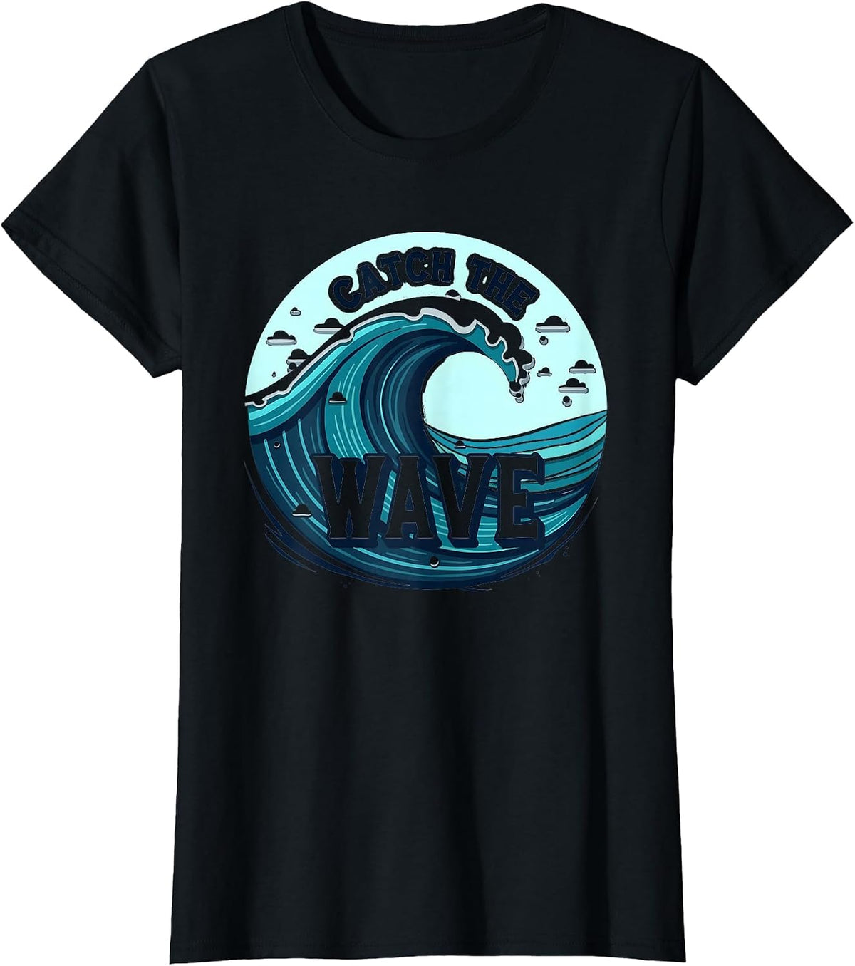Catch The Wave: Surfer's Ocean Adventure T-Shirt - Black