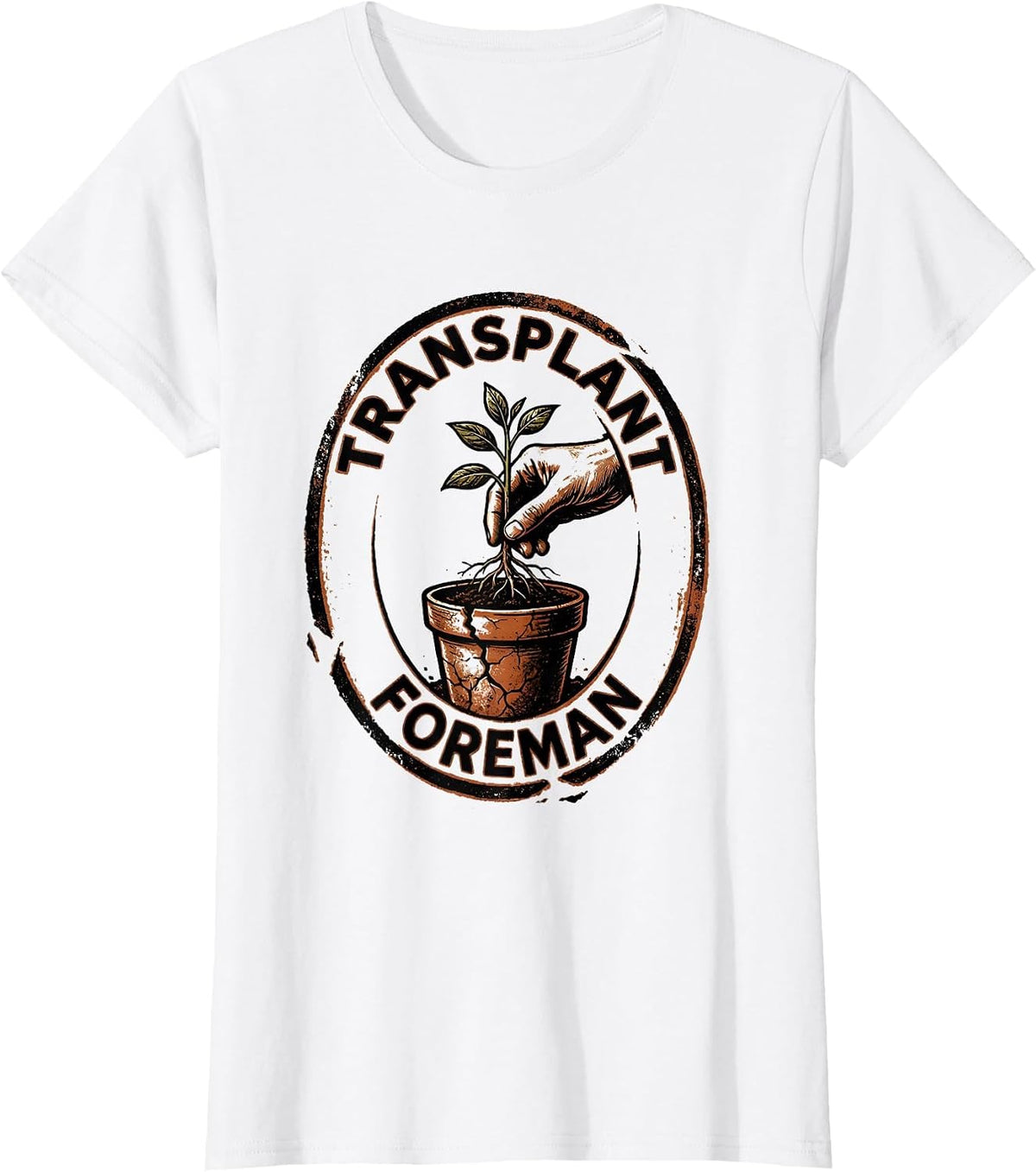 Women's Transplant Foreman Rubber Stamp Gardener Plant Lover Gift T-Shirt - White