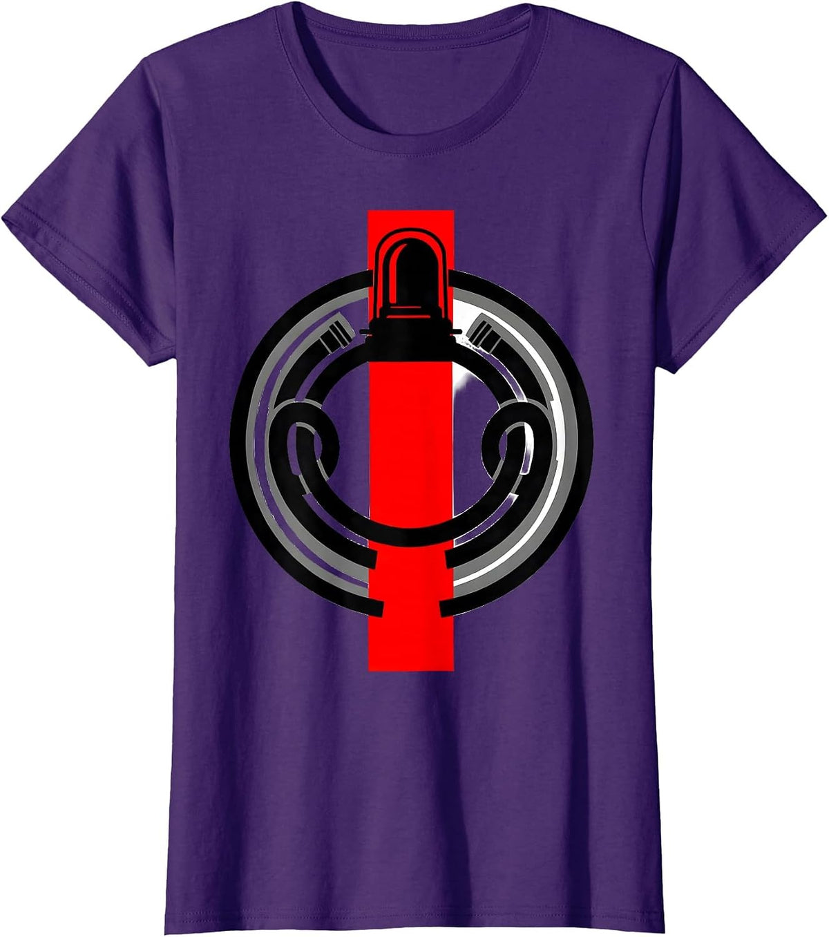 Women's Firefighter Beacon Light Dome Holiday Badge Screenprint T-Shirt - Purple