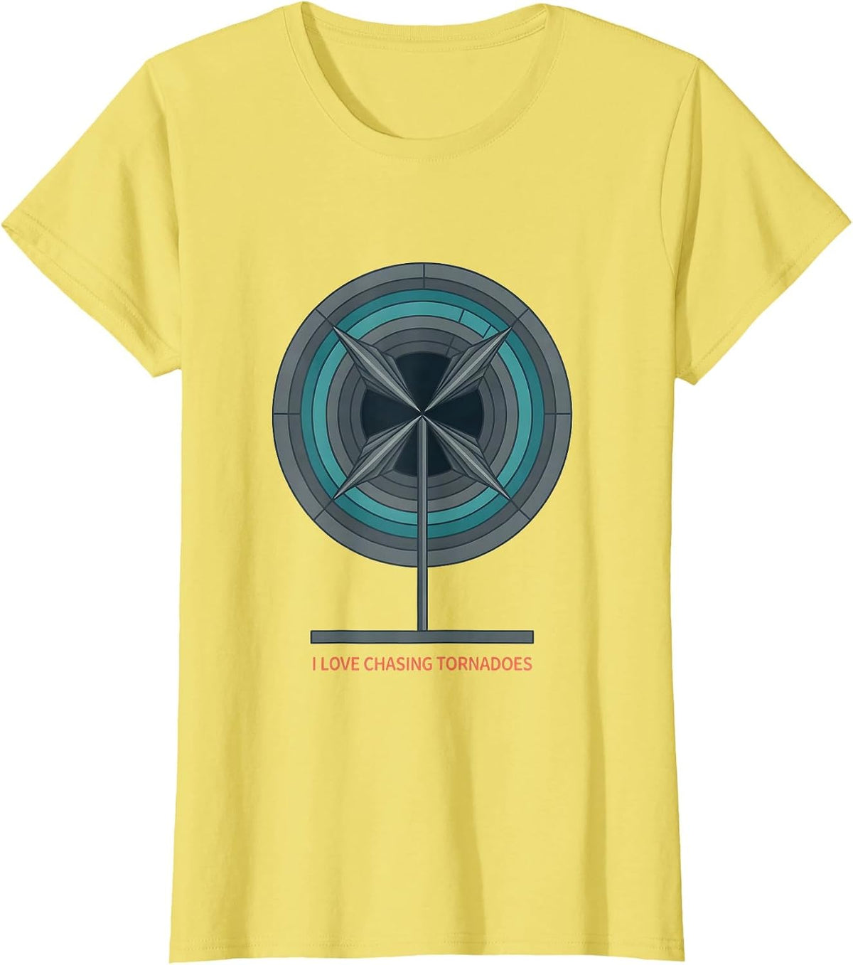 Women's I Love Chasing Tornadoes Flat Vector Meteorology Enthusiast T-Shirt - Lemon Yellow