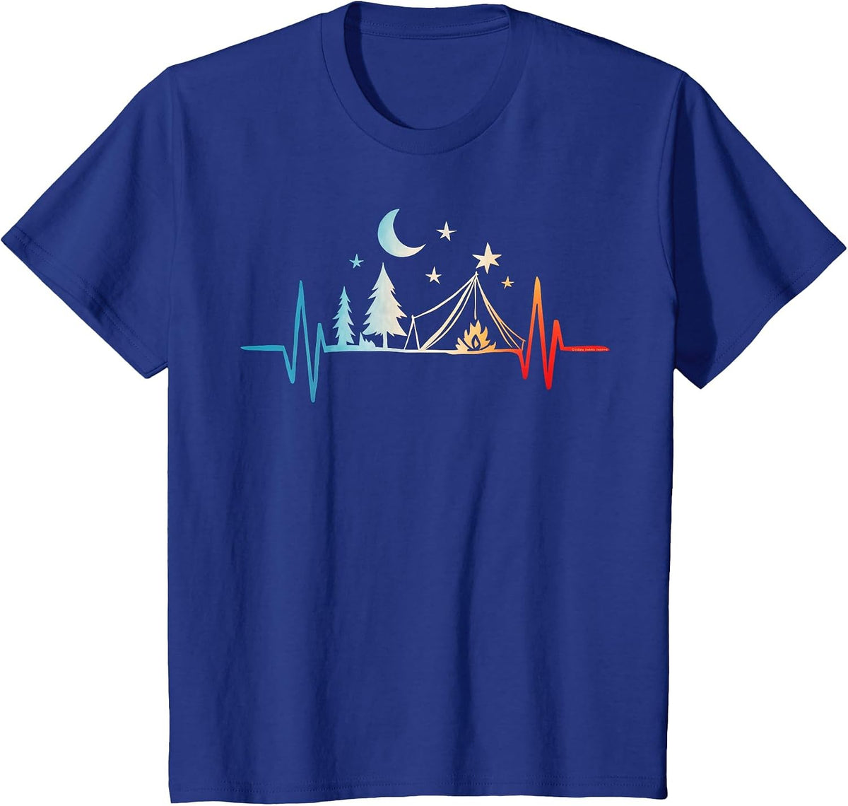 Forest Mountains Nature Heartbeat Outdoor Hiking Camping T-Shirt - Royal Blue