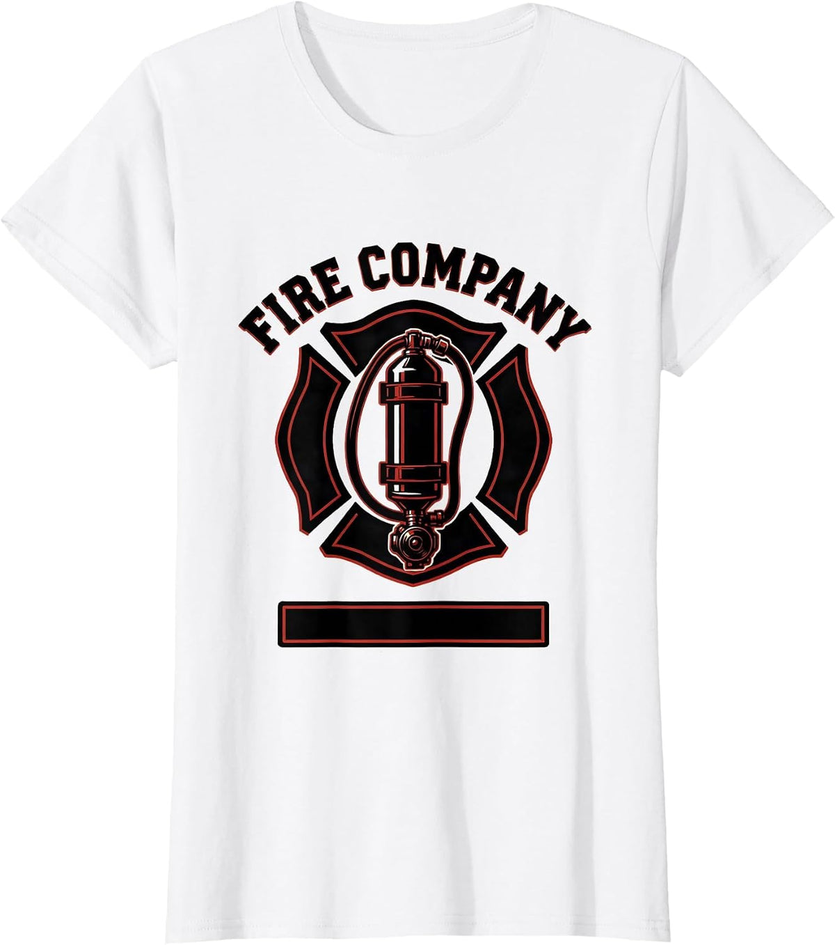 Women's Fire Company Stencil Graphic Firefighter Badge Duty Humor T-Shirt - White