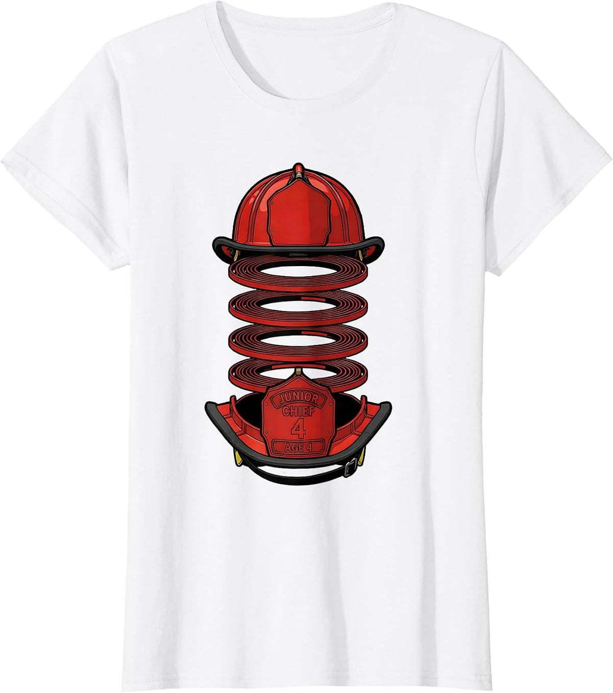 Junior Chief Age 4 Fire Truck Firefighter Birthday Party T-Shirt - White