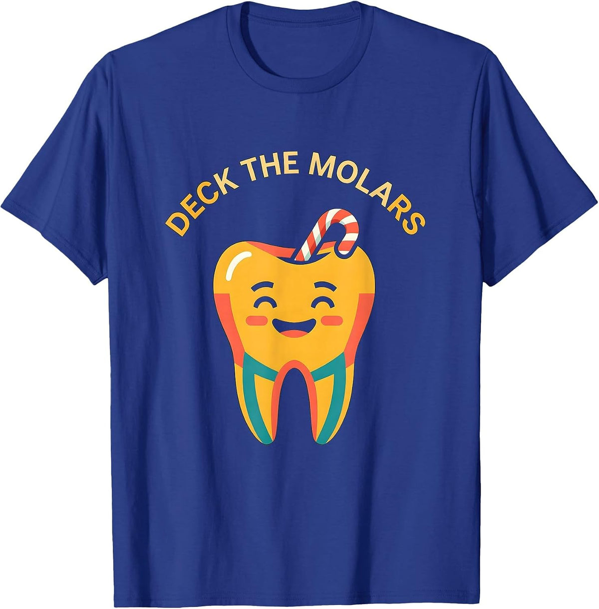Men's Deck the Molars Funny Dental Christmas Dentist Team Tooth T-Shirt - Royal Blue