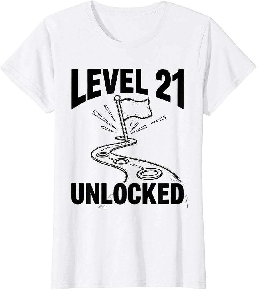 Women's Level 21 Unlocked Funny Age Milestone Birthday Boy Son T-Shirt - White