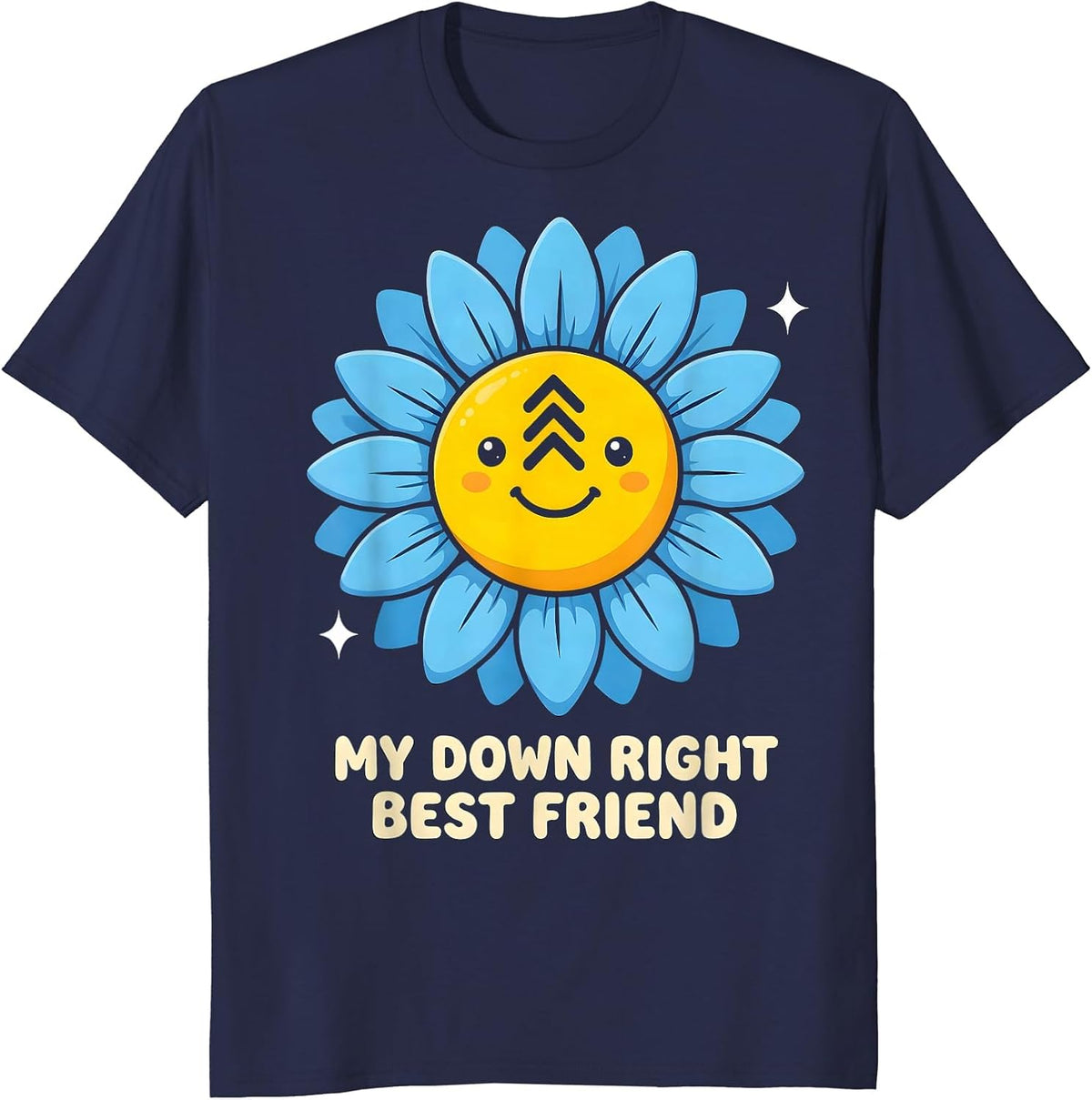 Men's My Down Right Best Friend Cute Kawaii Down Syndrome T-Shirt - Navy Blue