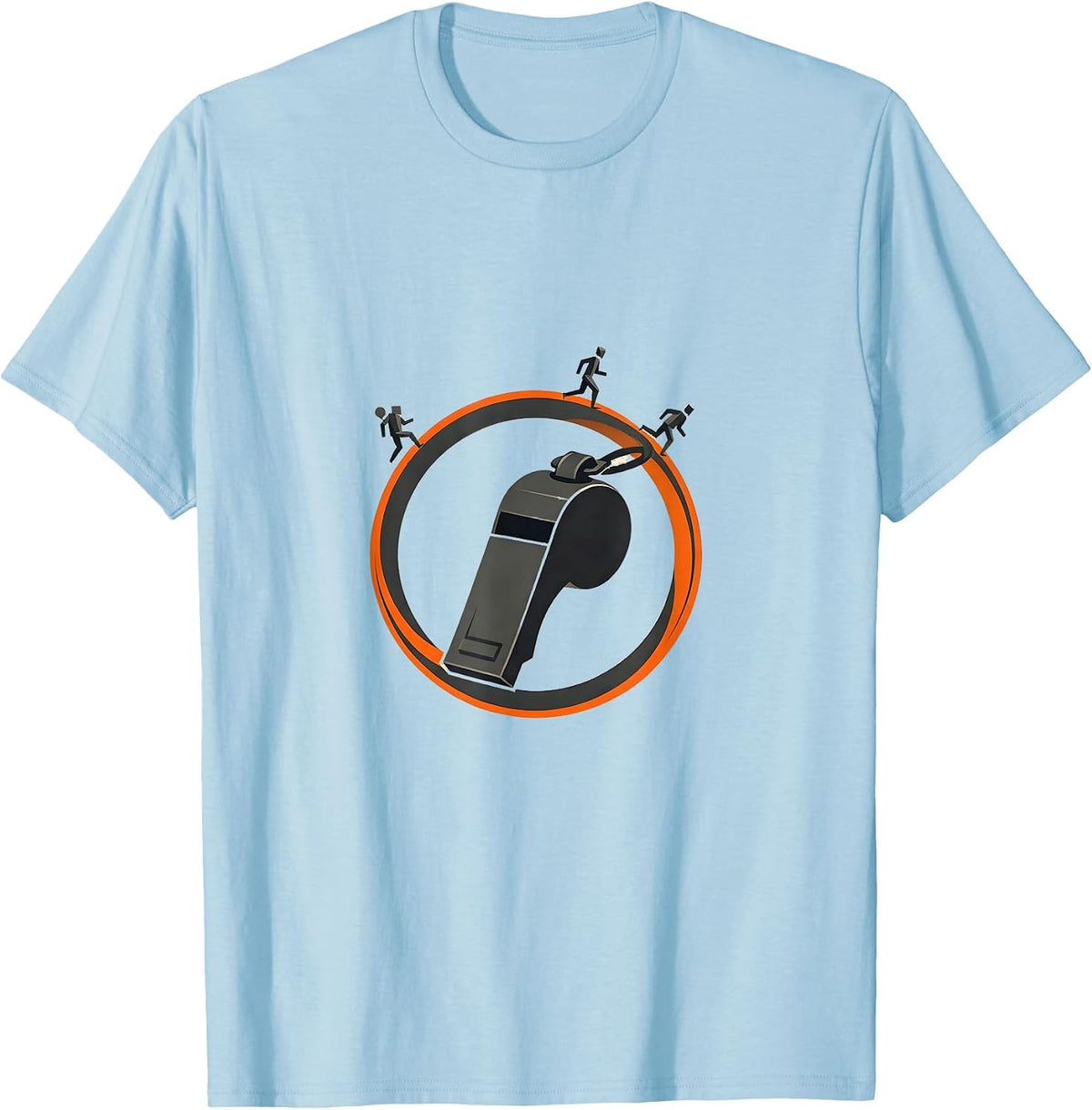 Men's Whistle Loop PE Teacher Back To School Humor T-Shirt - Baby Blue