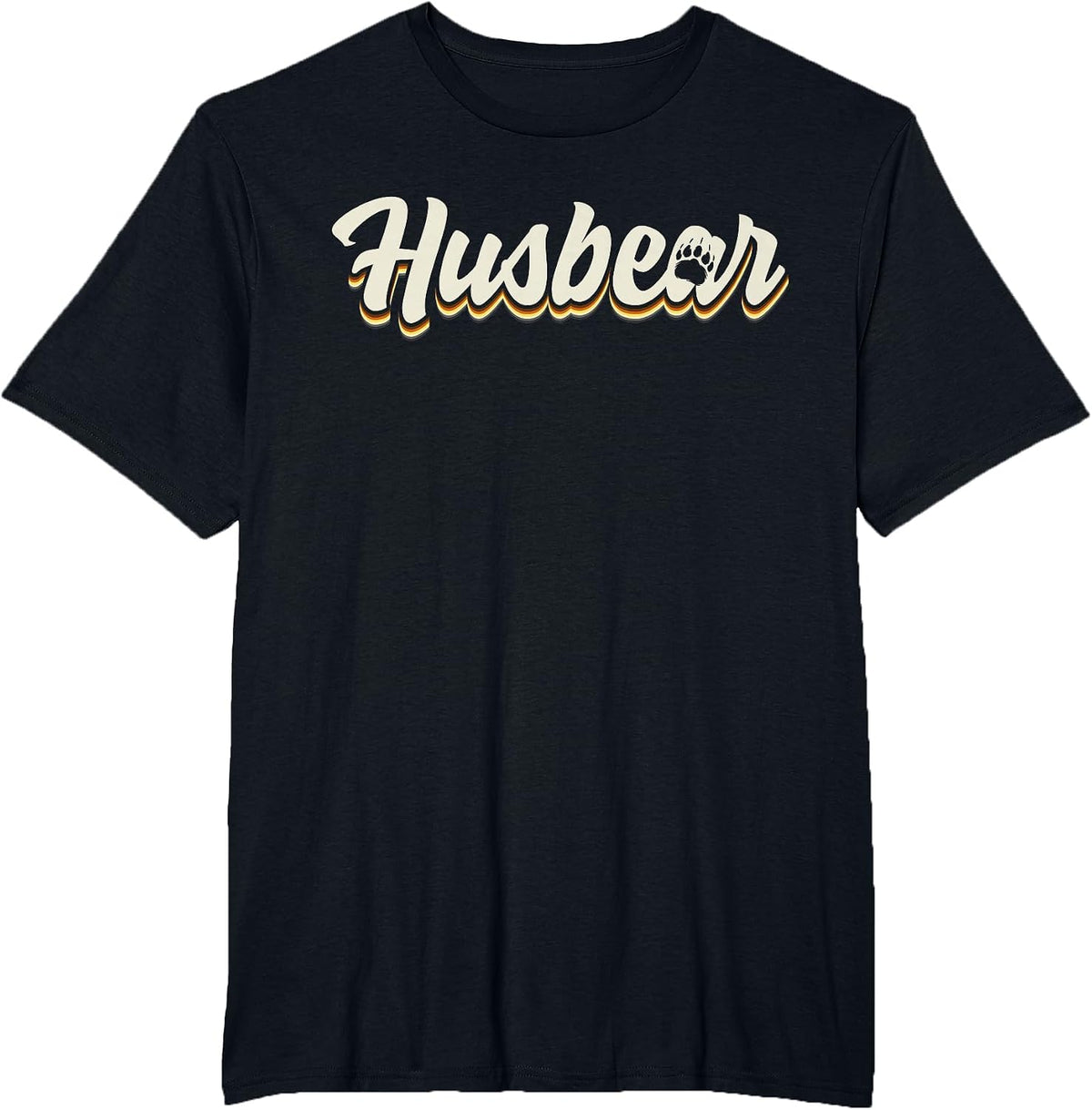 Gay Husbear Bears Gay Pride Retro Vintage Look T-Shirt - Black