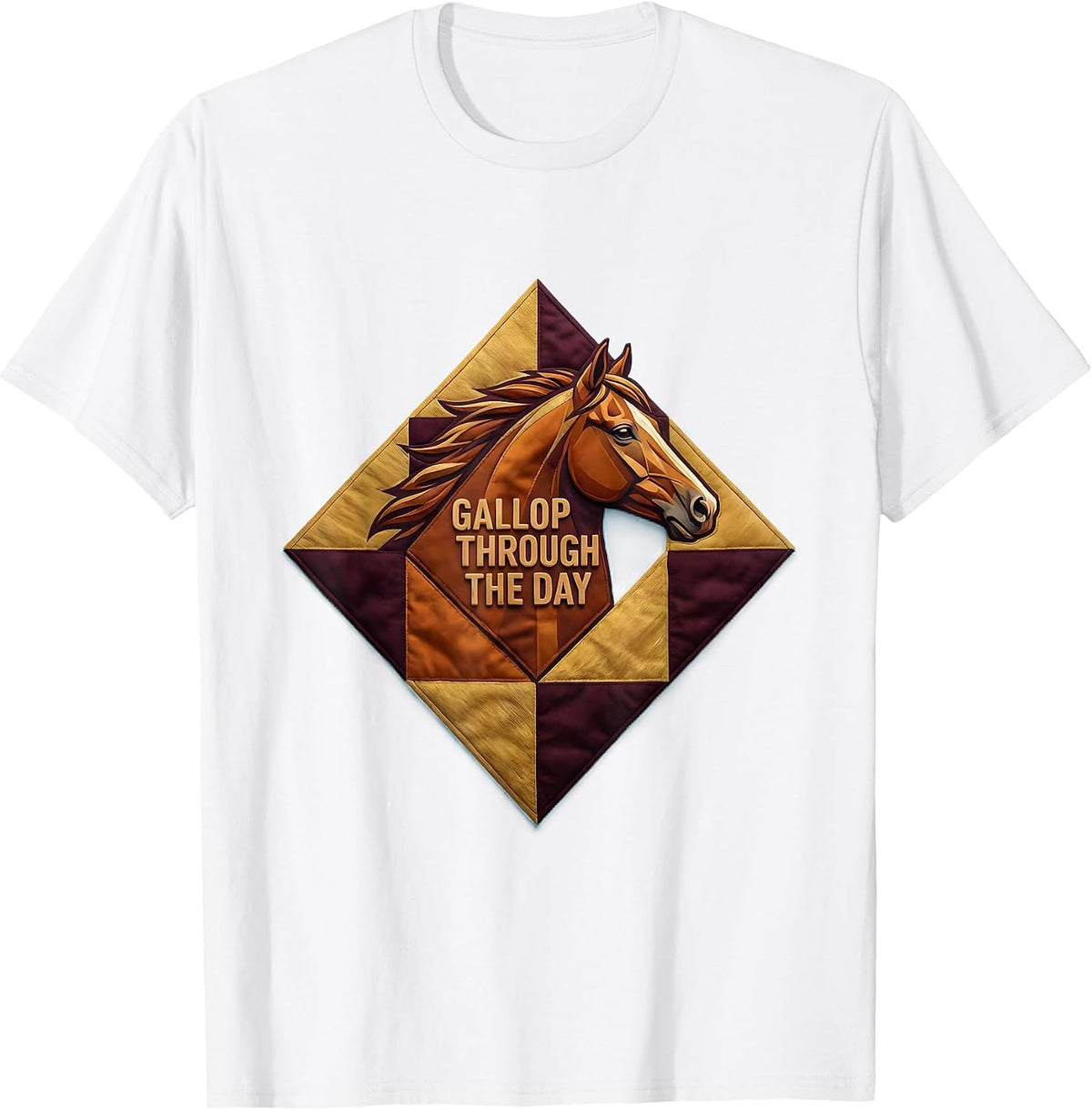 Men's Gallop Through the Day Horse Lover Design T-Shirt - White