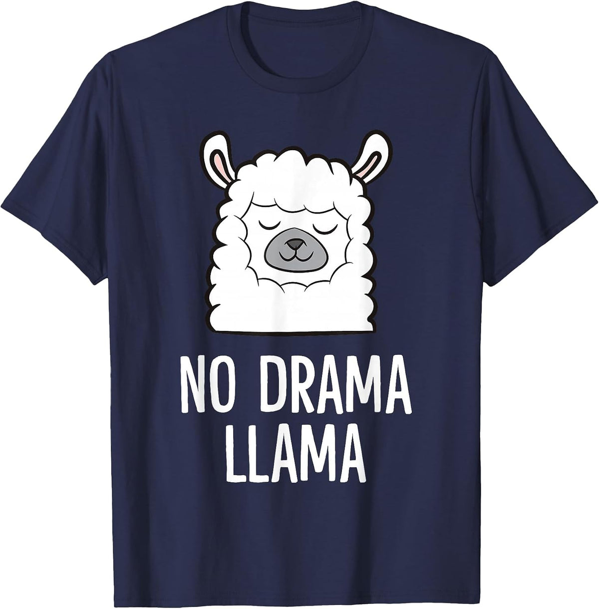 Cute No Drama Llama T-Shirt - Navy Blue