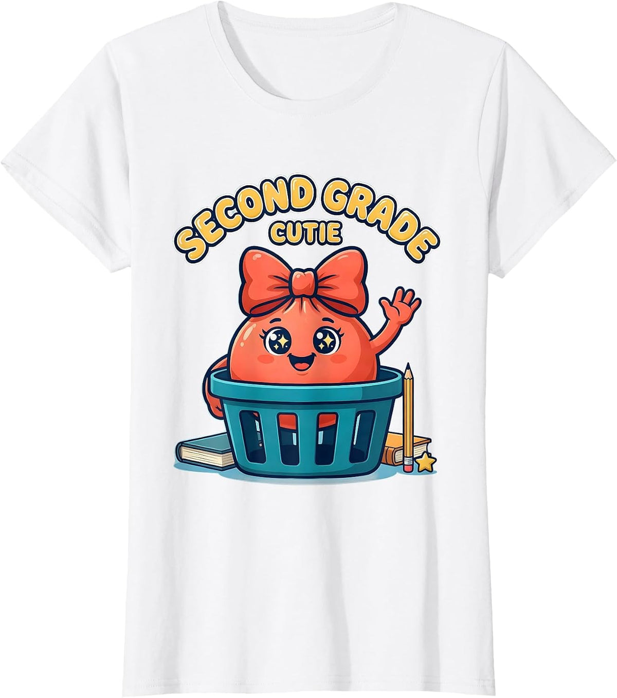 Second Grade Cutie Cute Dumpling Back to School Girl Teacher T-Shirt - White