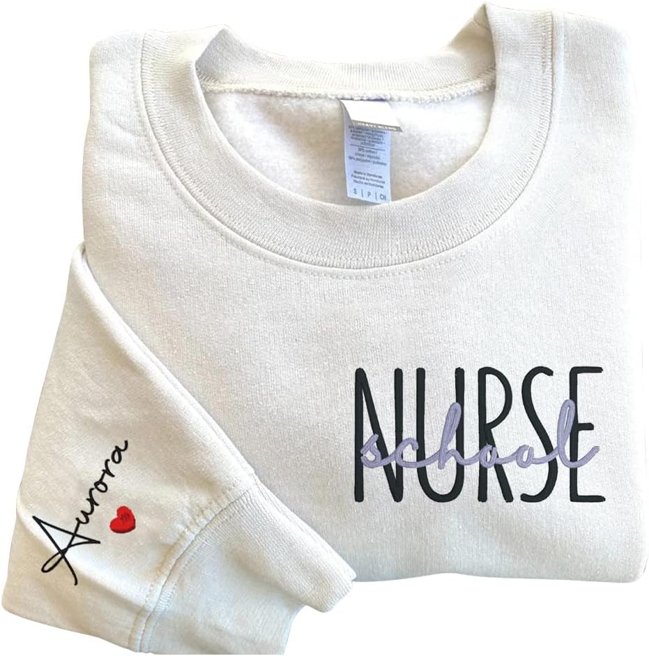 Custom Embroidered Nurse Shirt, RN LPN APRN CNA, Embroidered Sweatshirt for Nurse, Nursing Student, Gift for Nurses Day -