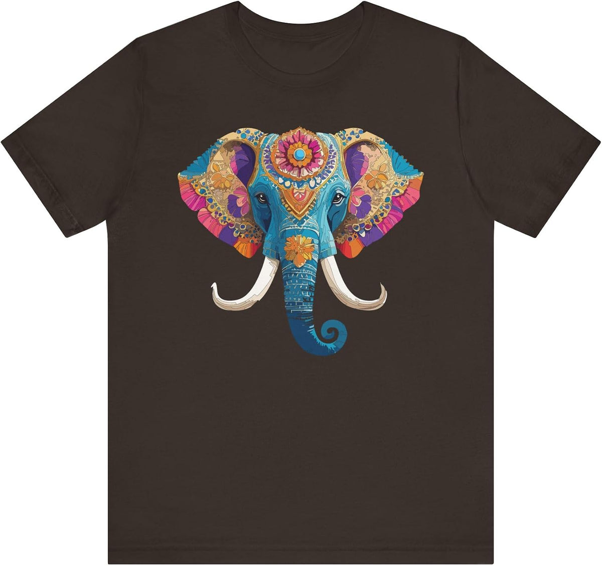 Elephant Graphic Design Tee, Elephant Shirt, Vintage Tees, Art Design T-Shirt, Animal Graphic Tee, Animal Shirts 2 - Brown