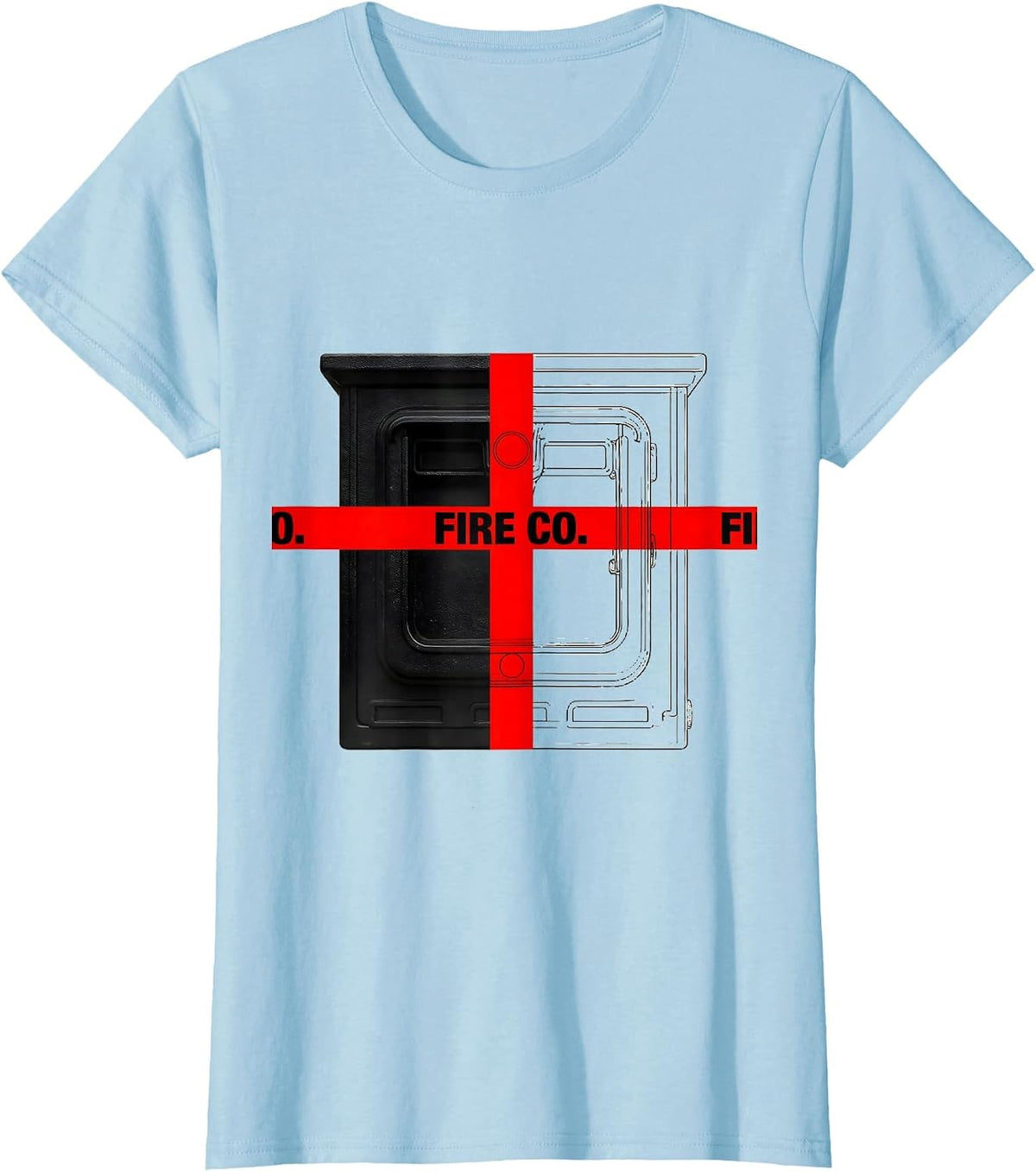 FIRE CO. Firefighter Department Pride Humor Thin Red Line T-Shirt - Baby Blue