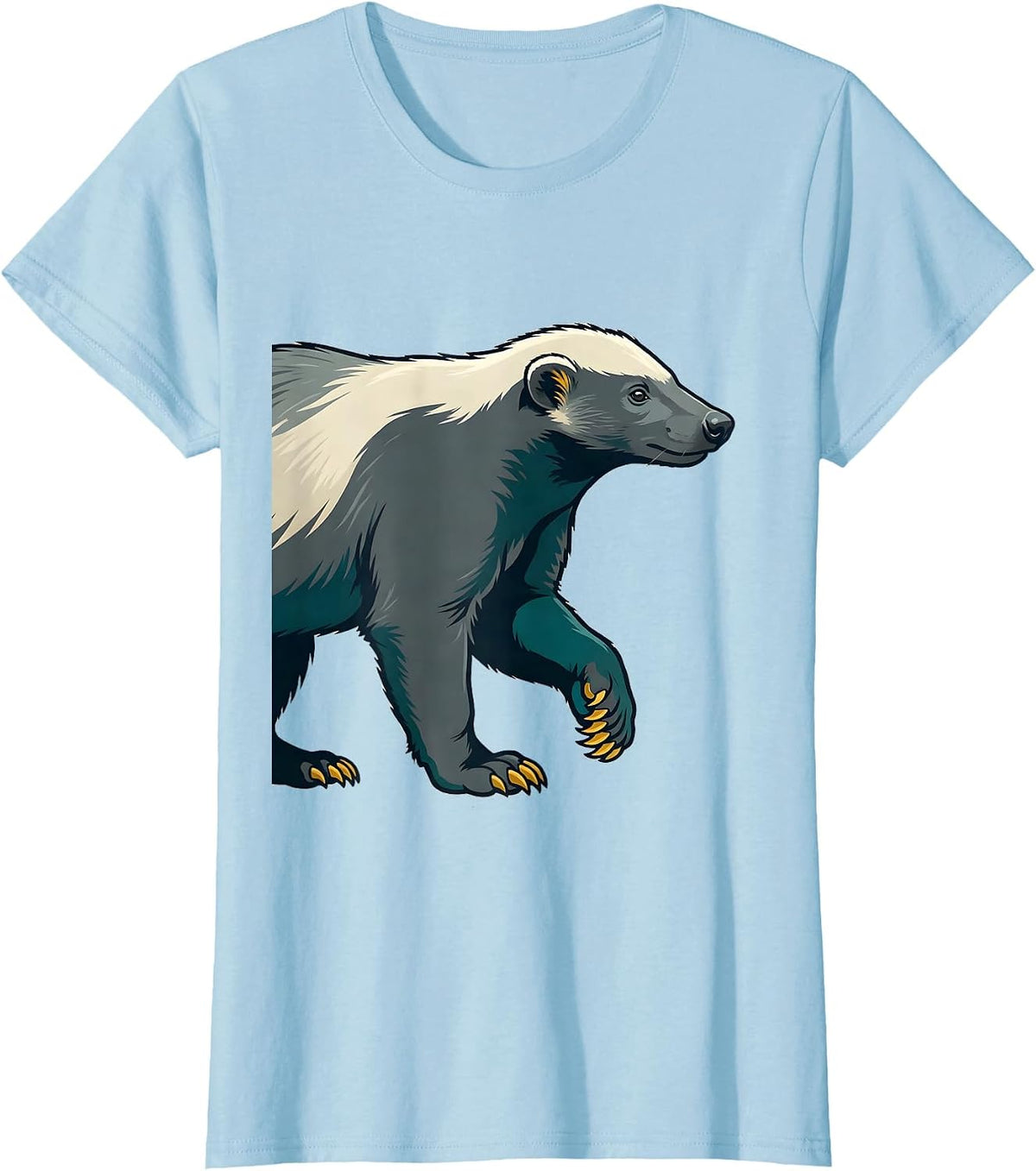 Women's Honey Badger Flat Vector Funny Animal Humor T-Shirt - Baby Blue