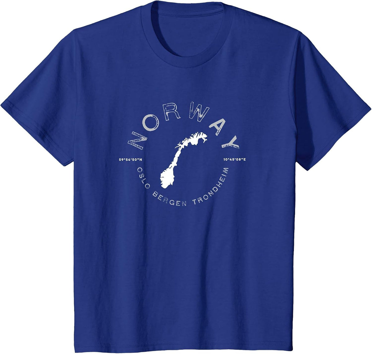 Norway Oslo Bergen Graphic Vintage Retro T-Shirt - Royal Blue