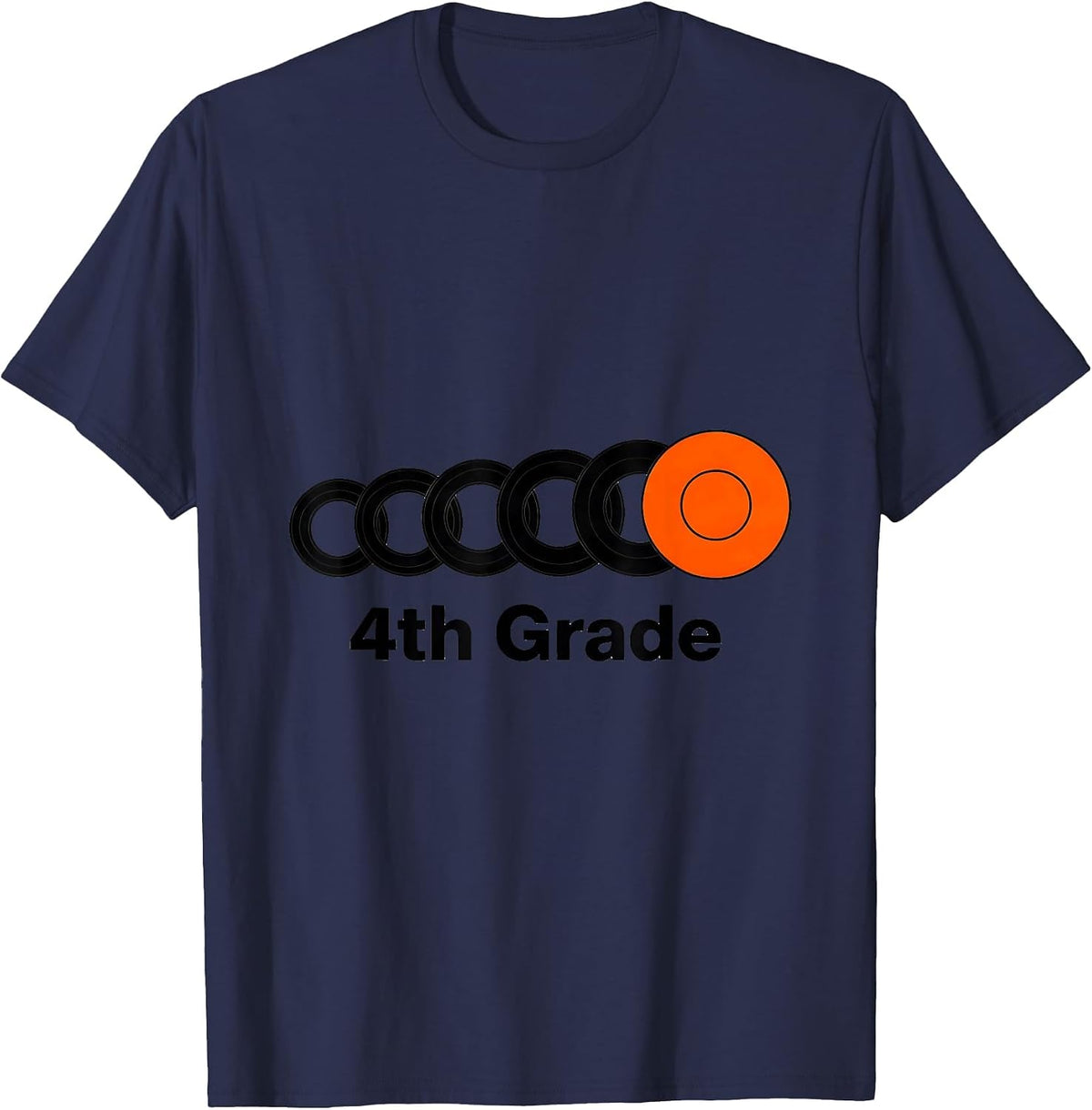 Men's Groovy 4th Grade Back To School First Day of Fourth Grade T-Shirt - Navy Blue