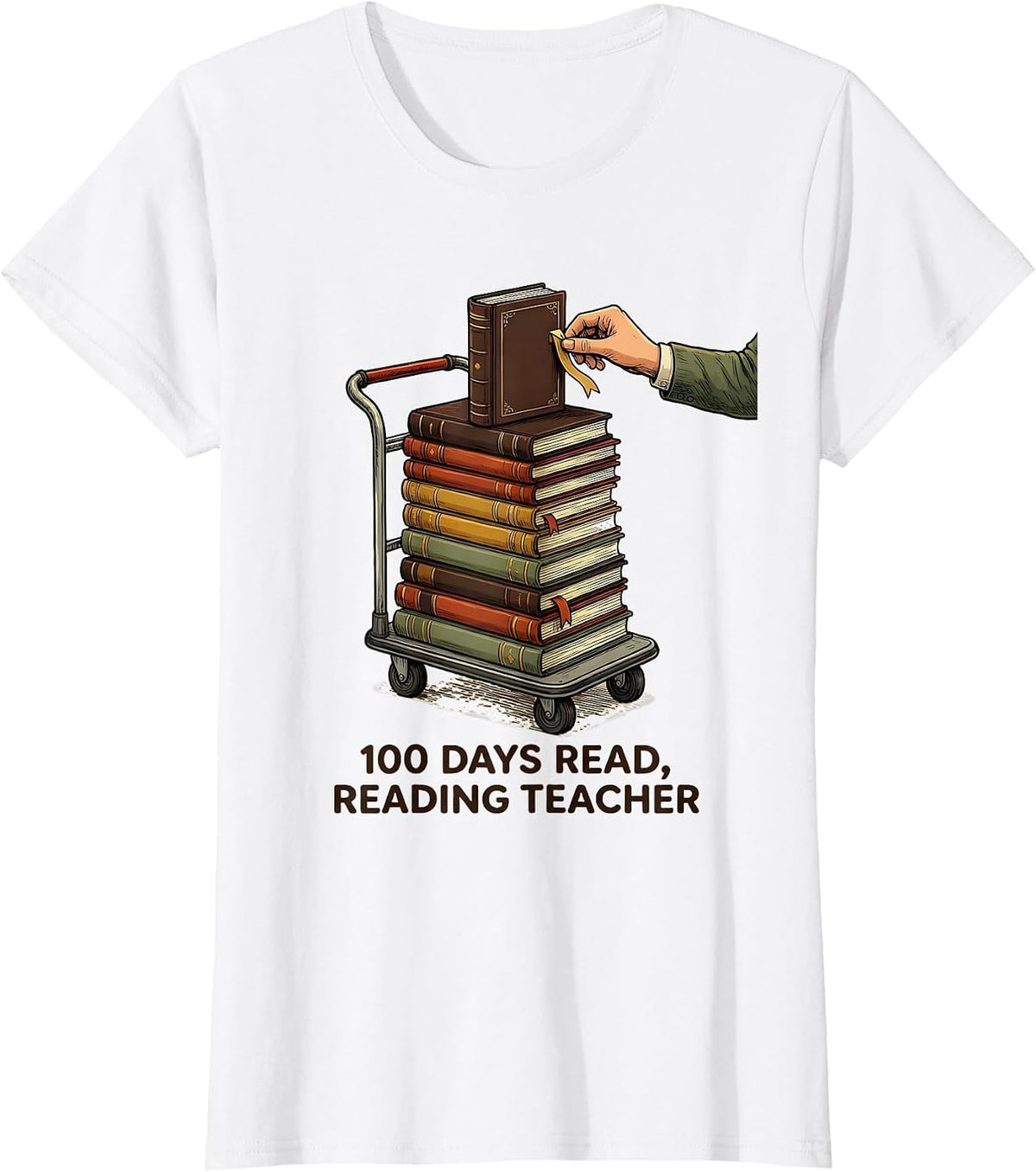Women's 100 Days Read Reading Teacher 100th Day of School T-Shirt - White