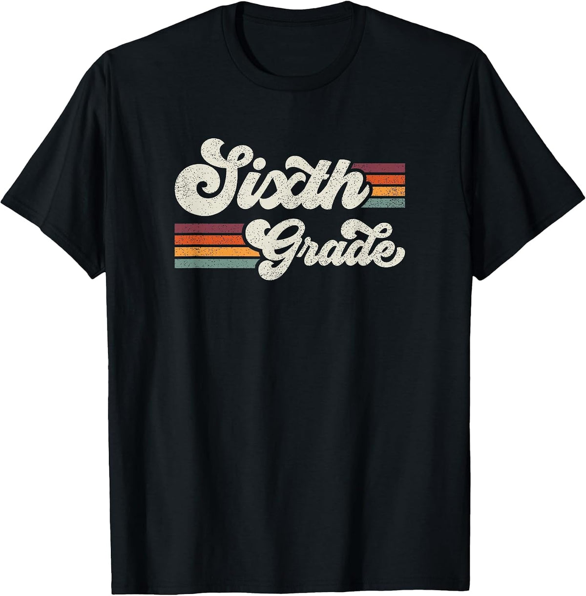 Retro Sixth Grade Teacher Back to School T-Shirt - Black